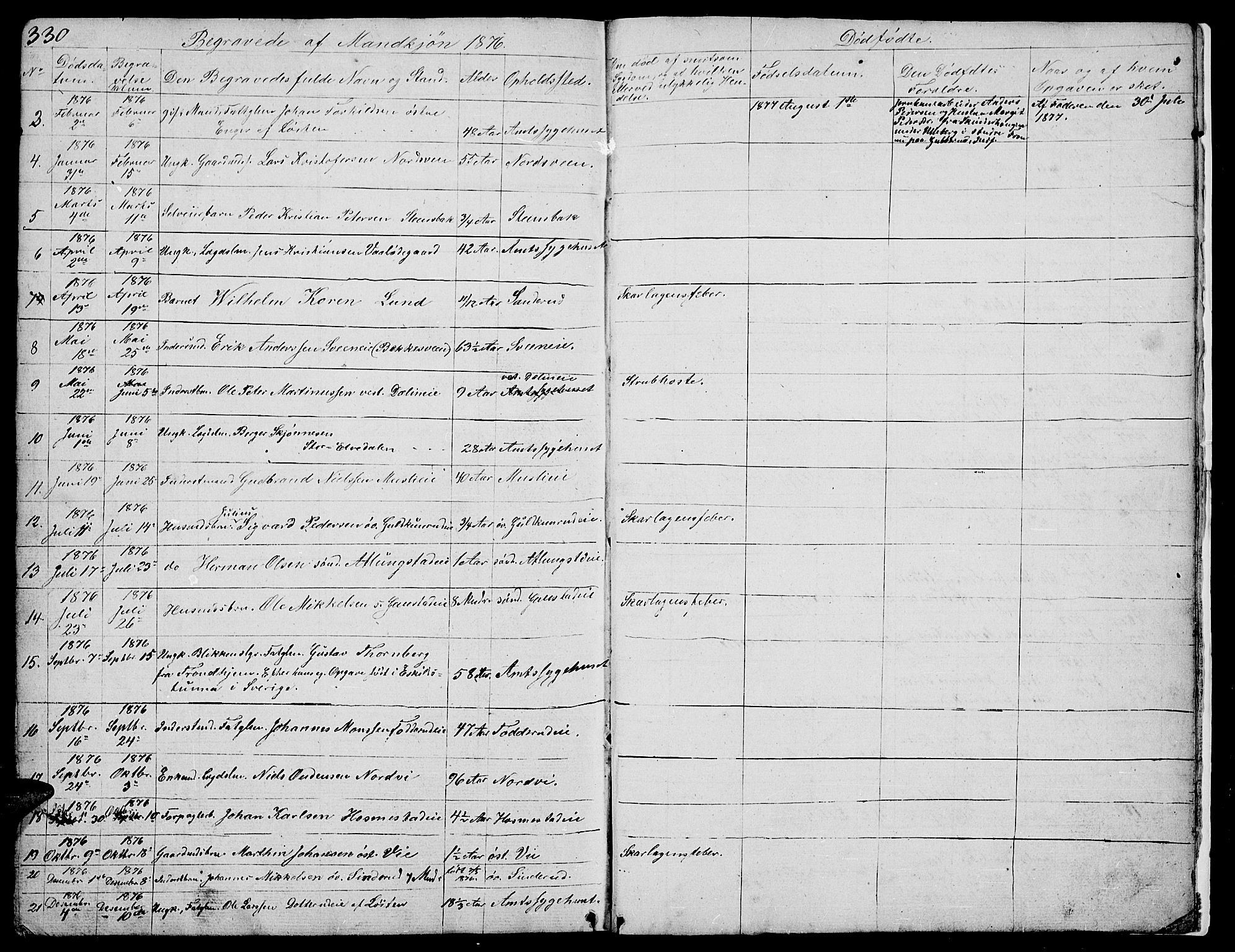 Stange prestekontor, SAH/PREST-002/L/L0002: Parish register (copy) no. 2, 1838-1879, p. 330