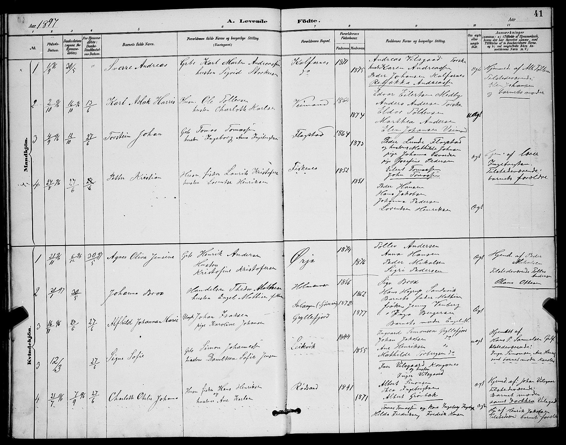 Berg sokneprestkontor, AV/SATØ-S-1318/G/Ga/Gab/L0012klokker: Parish register (copy) no. 12, 1887-1902, p. 41