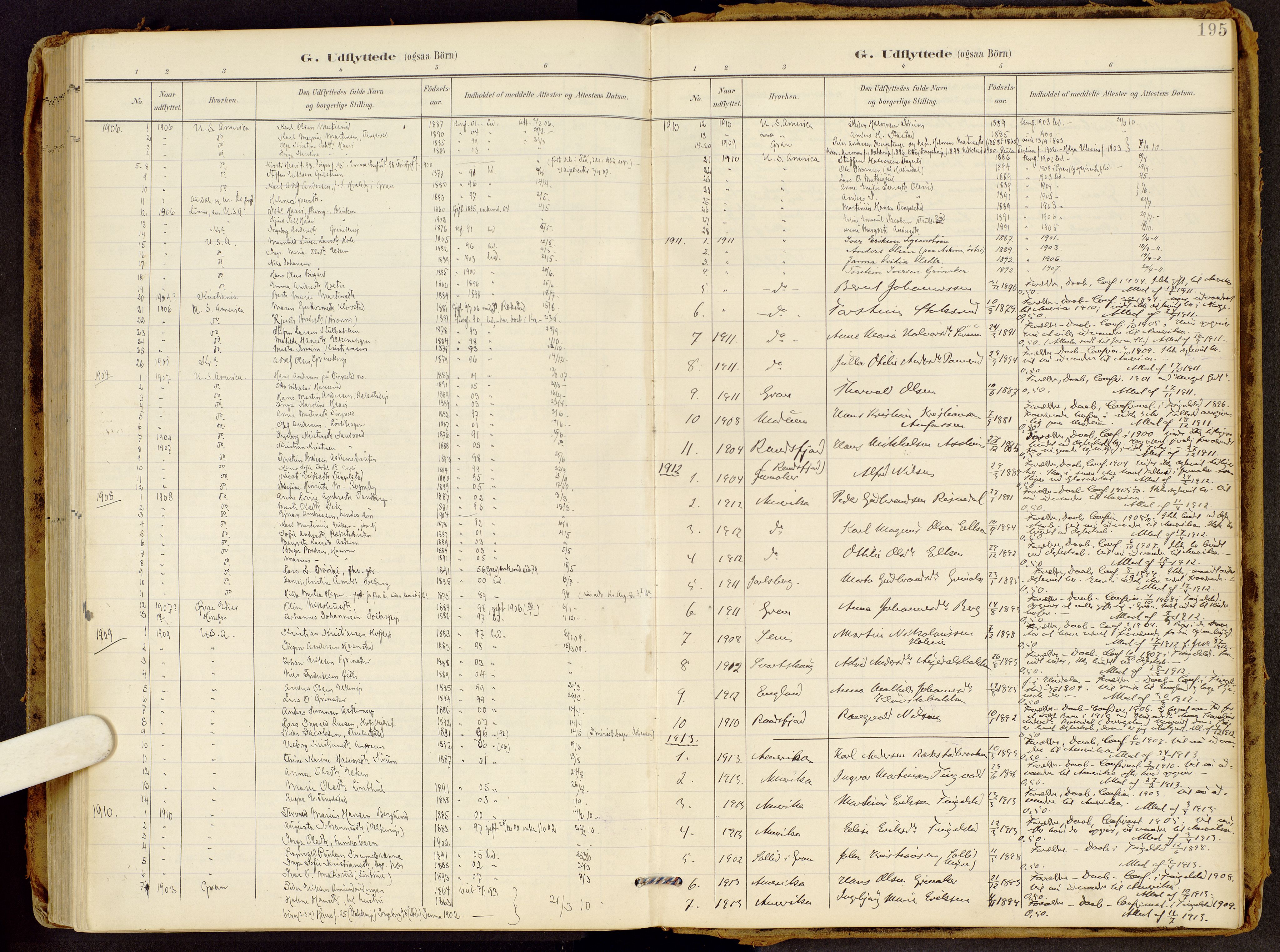 Brandbu prestekontor, AV/SAH-PREST-114/H/Ha/Haa/L0002: Parish register (official) no. 2, 1899-1914, p. 195