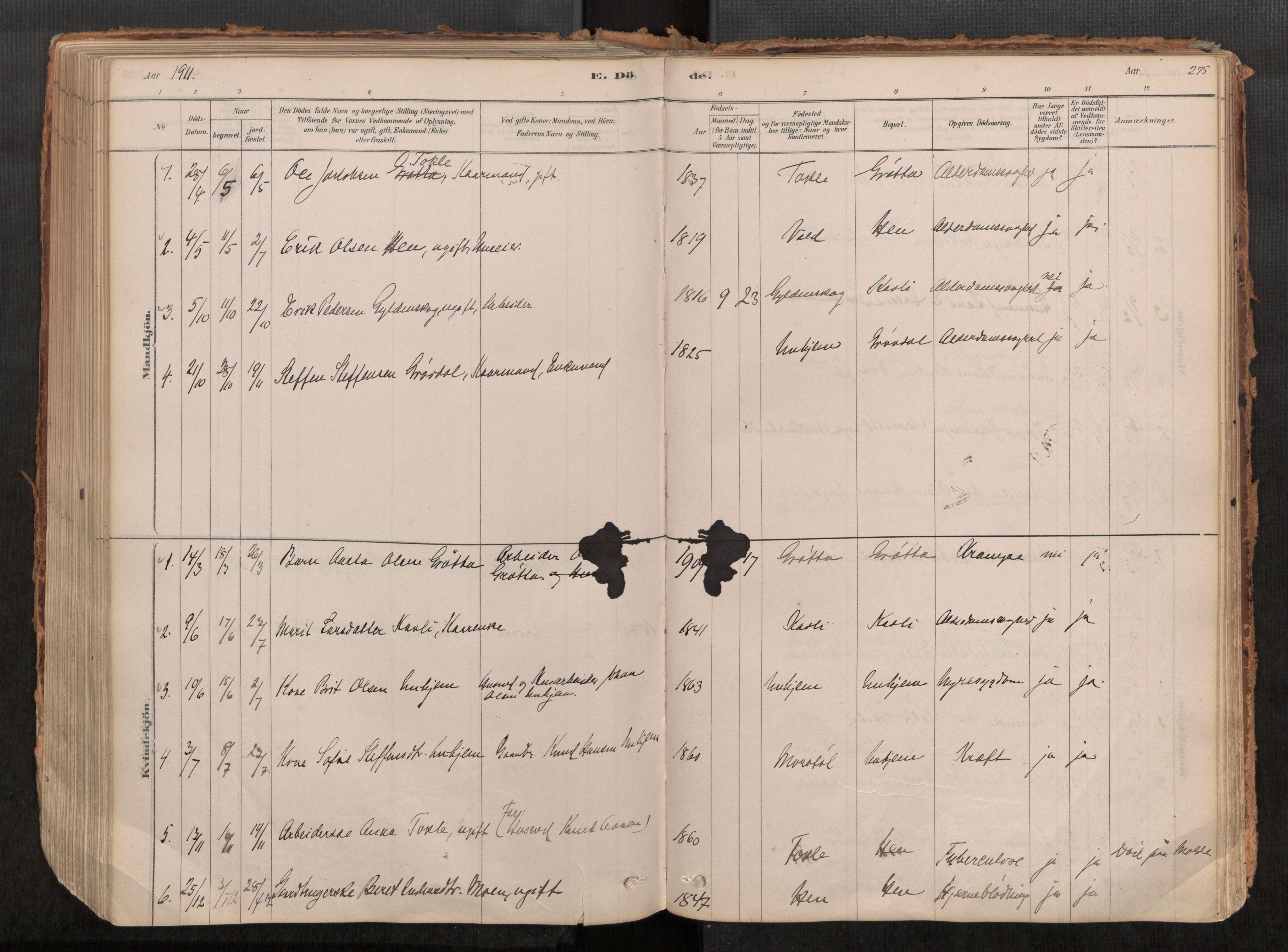 Ministerialprotokoller, klokkerbøker og fødselsregistre - Møre og Romsdal, AV/SAT-A-1454/545/L0594: Parish register (official) no. 545A03, 1878-1920, p. 275