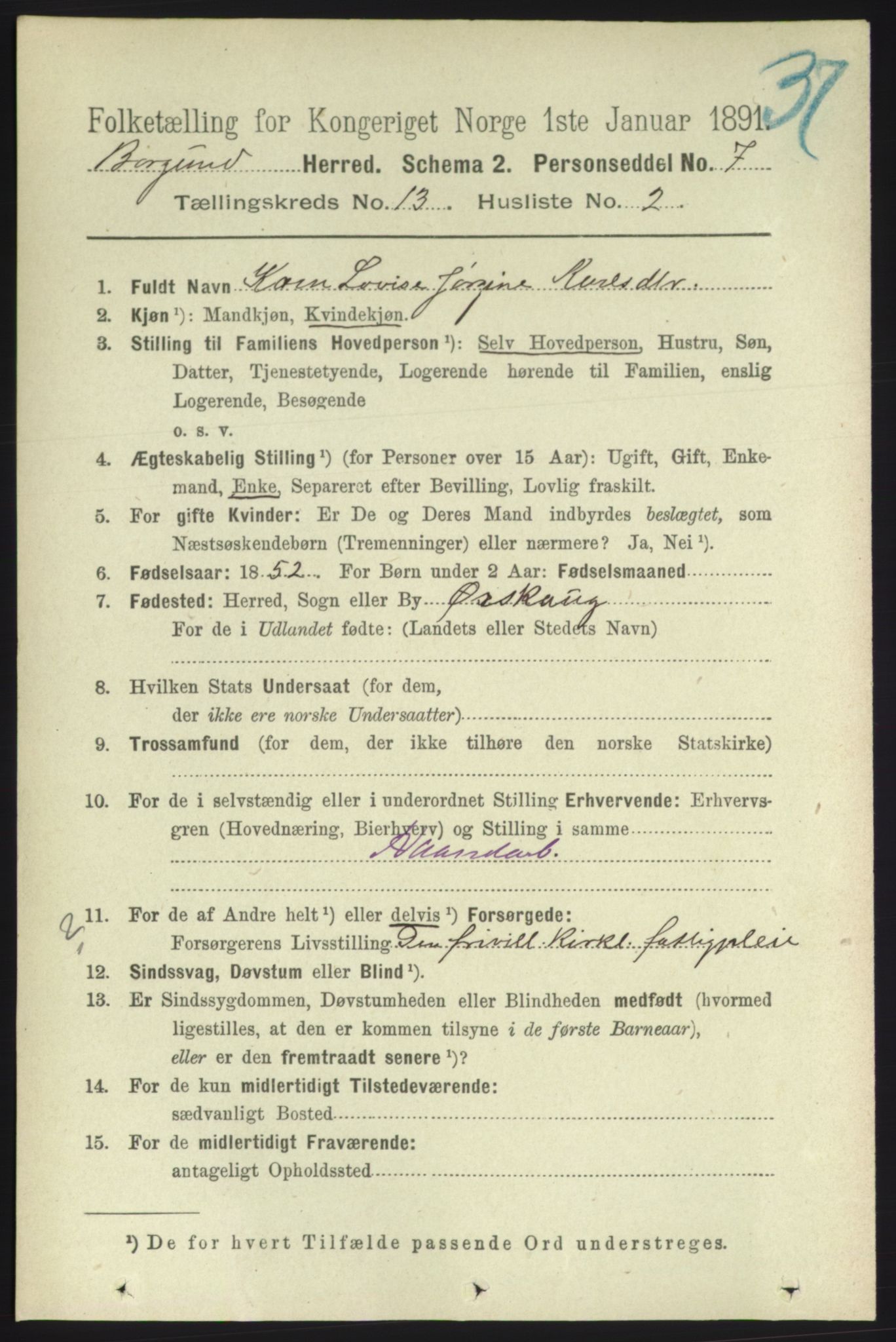 RA, 1891 census for 1531 Borgund, 1891, p. 3559