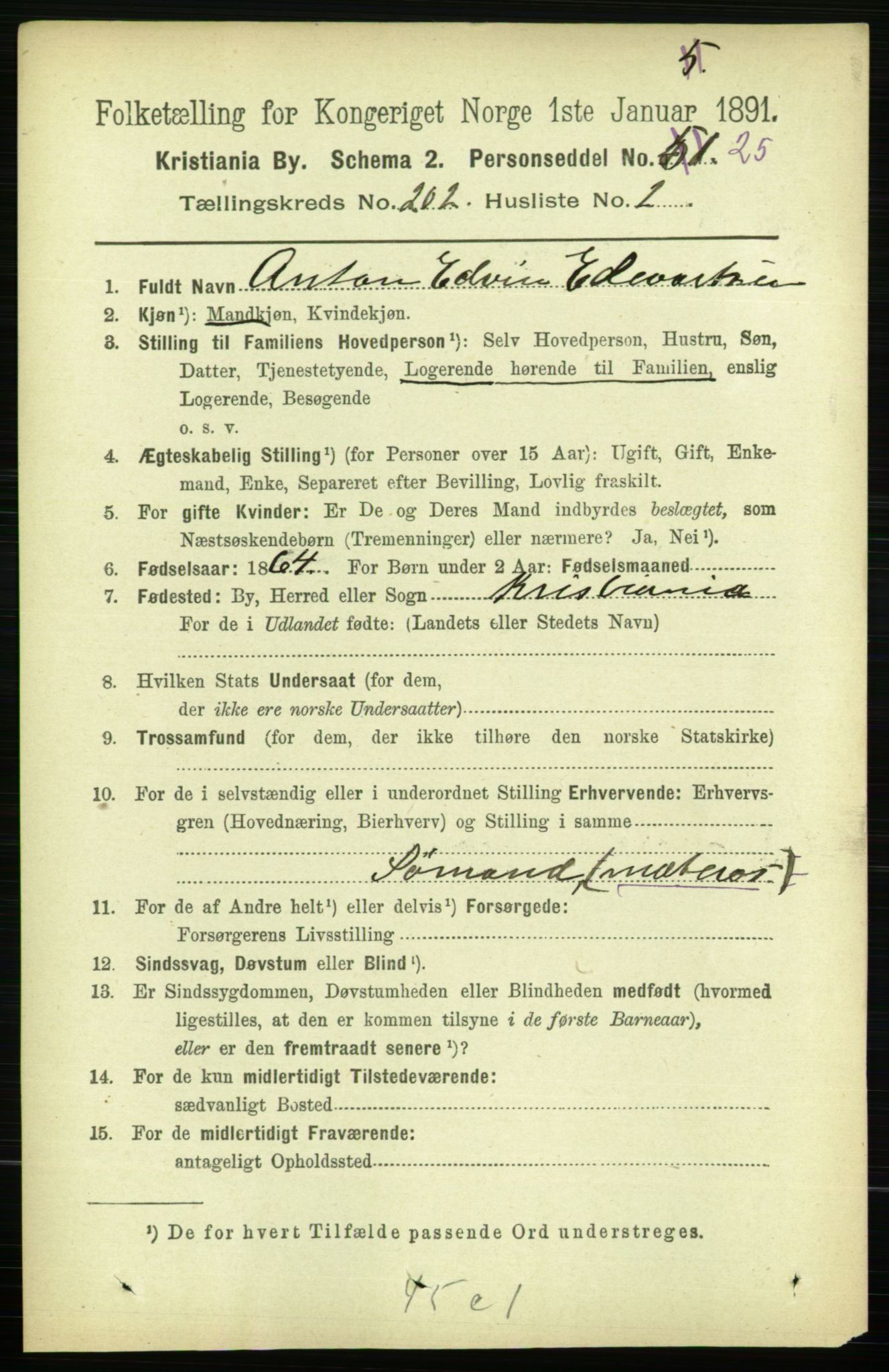 RA, 1891 census for 0301 Kristiania, 1891, p. 121571