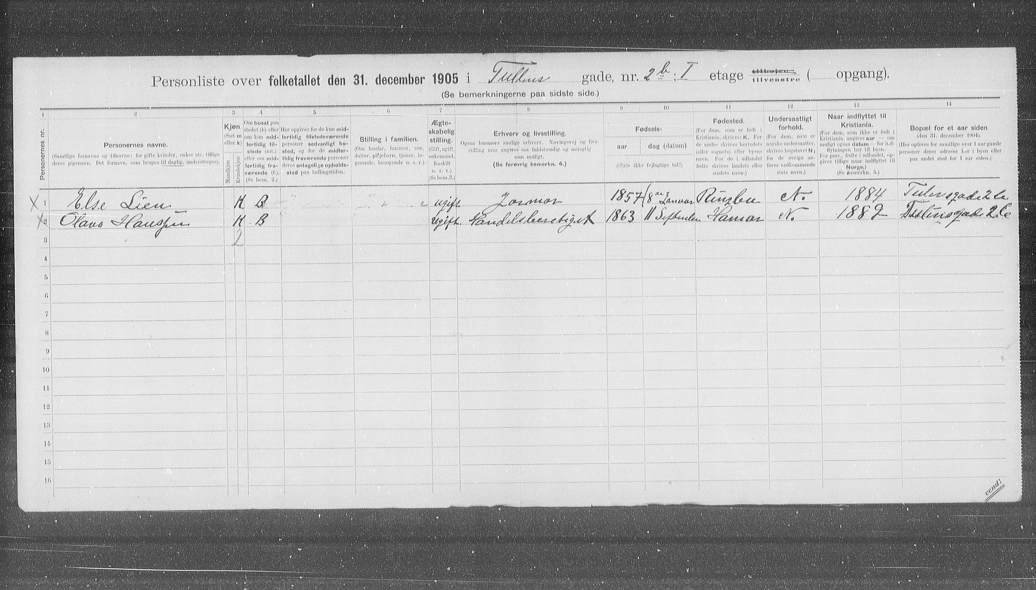 OBA, Municipal Census 1905 for Kristiania, 1905, p. 61630