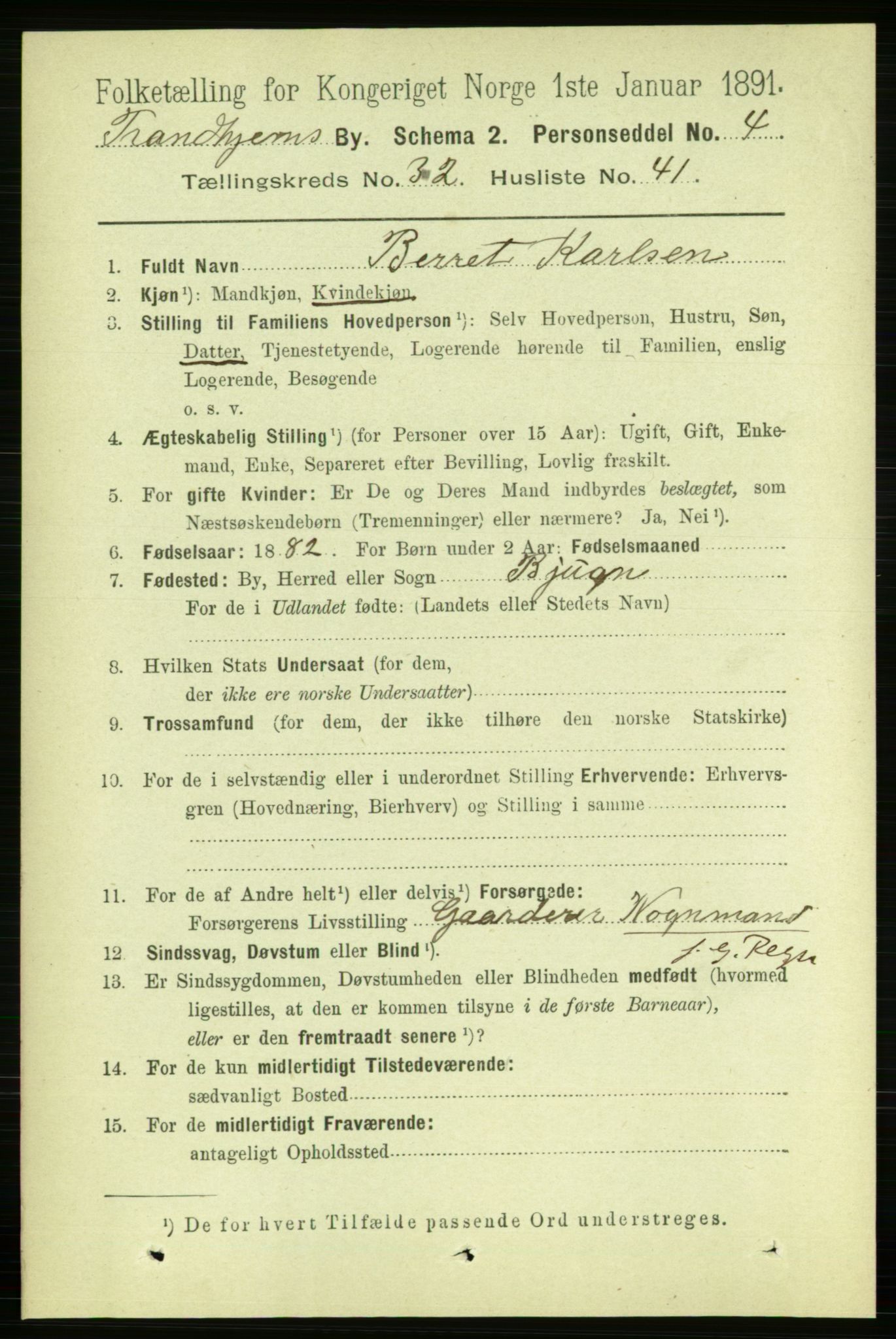 RA, 1891 census for 1601 Trondheim, 1891, p. 24510