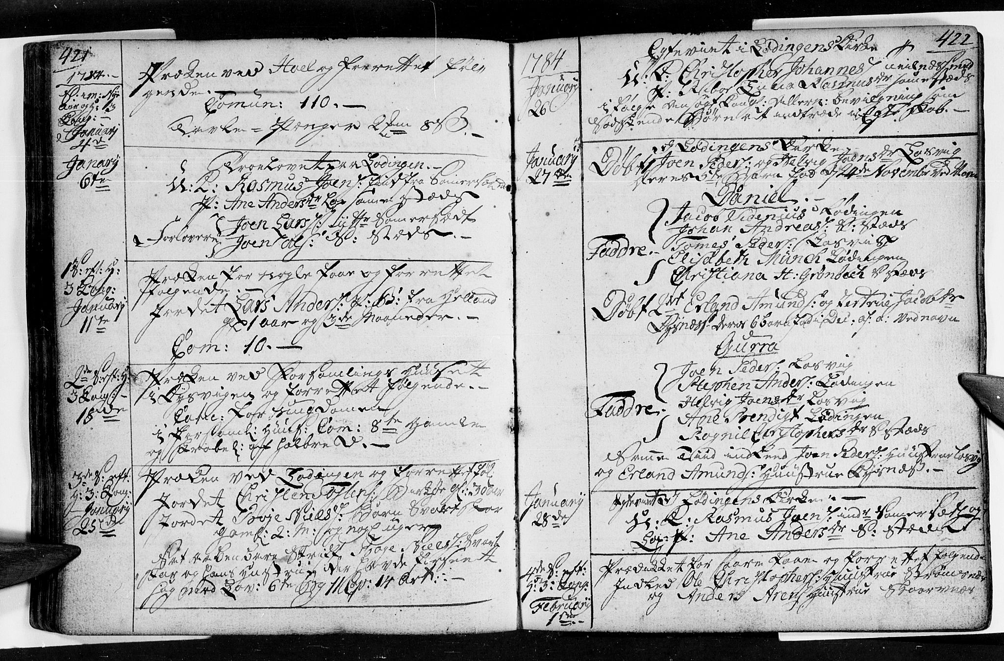 Ministerialprotokoller, klokkerbøker og fødselsregistre - Nordland, SAT/A-1459/872/L1029: Parish register (official) no. 872A04, 1765-1787, p. 421-422
