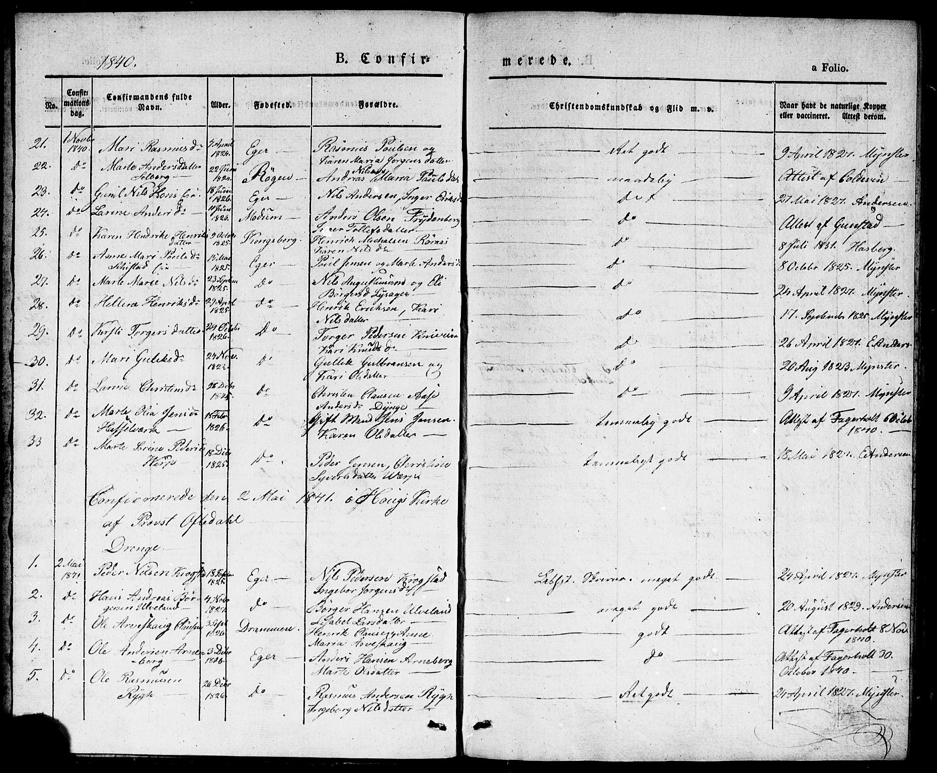 Eiker kirkebøker, SAKO/A-4/F/Fa/L0013b: Parish register (official) no. I 13B, 1840-1845