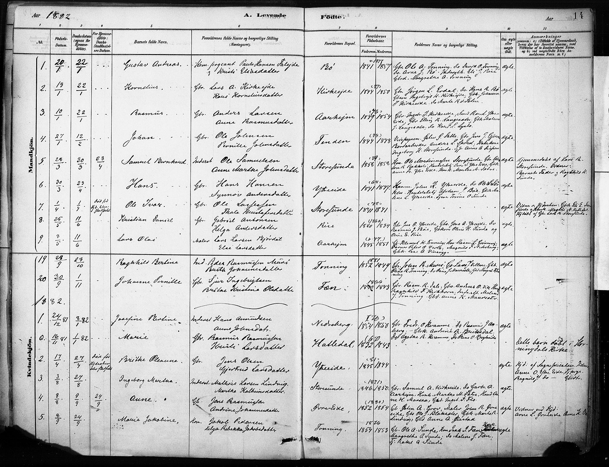 Stryn Sokneprestembete, AV/SAB-A-82501: Parish register (official) no. B 1, 1878-1907, p. 14