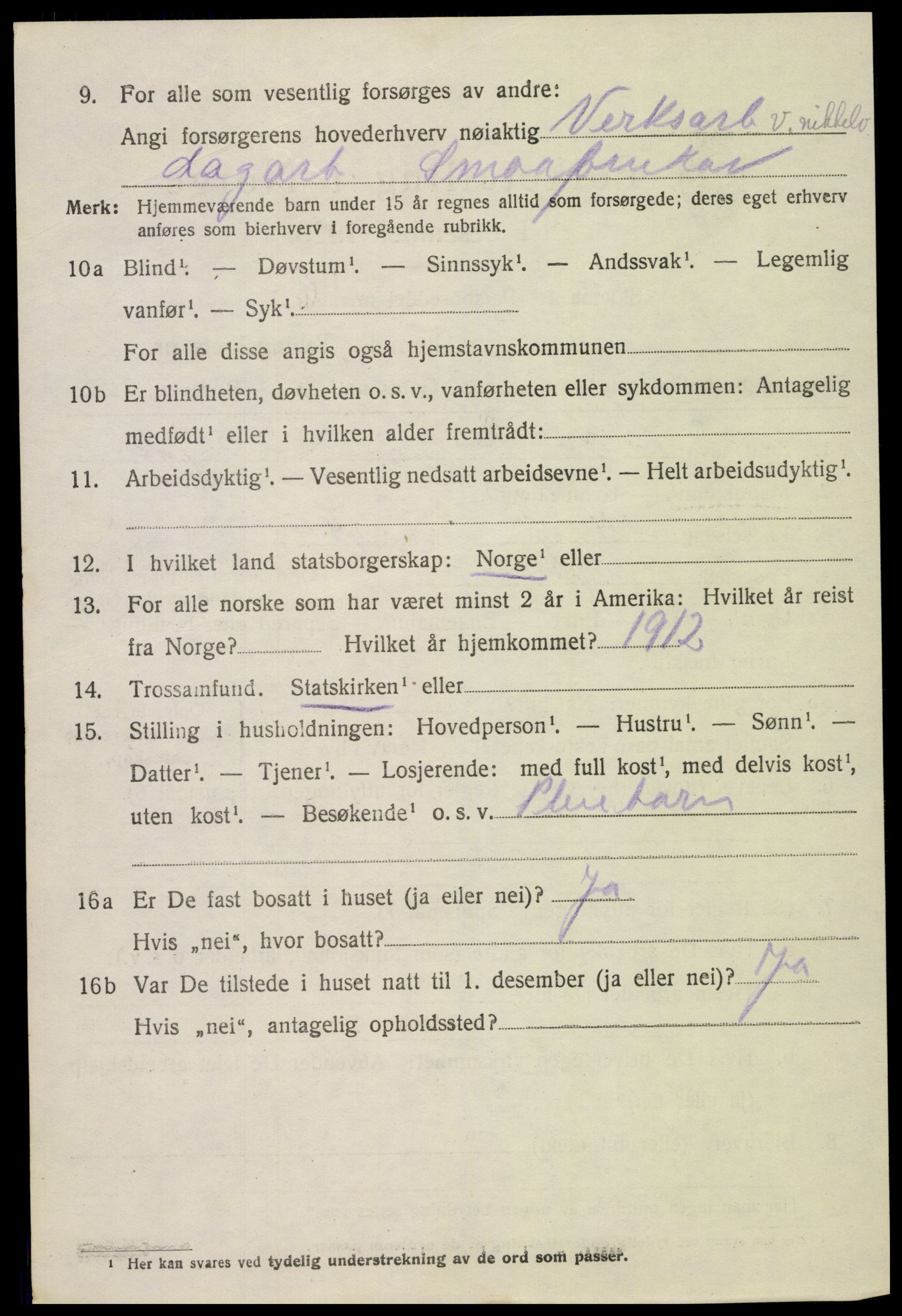 SAK, 1920 census for Hornnes, 1920, p. 920