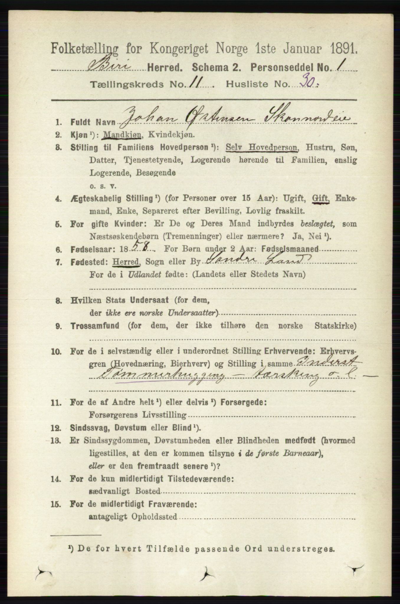 RA, 1891 census for 0525 Biri, 1891, p. 4537