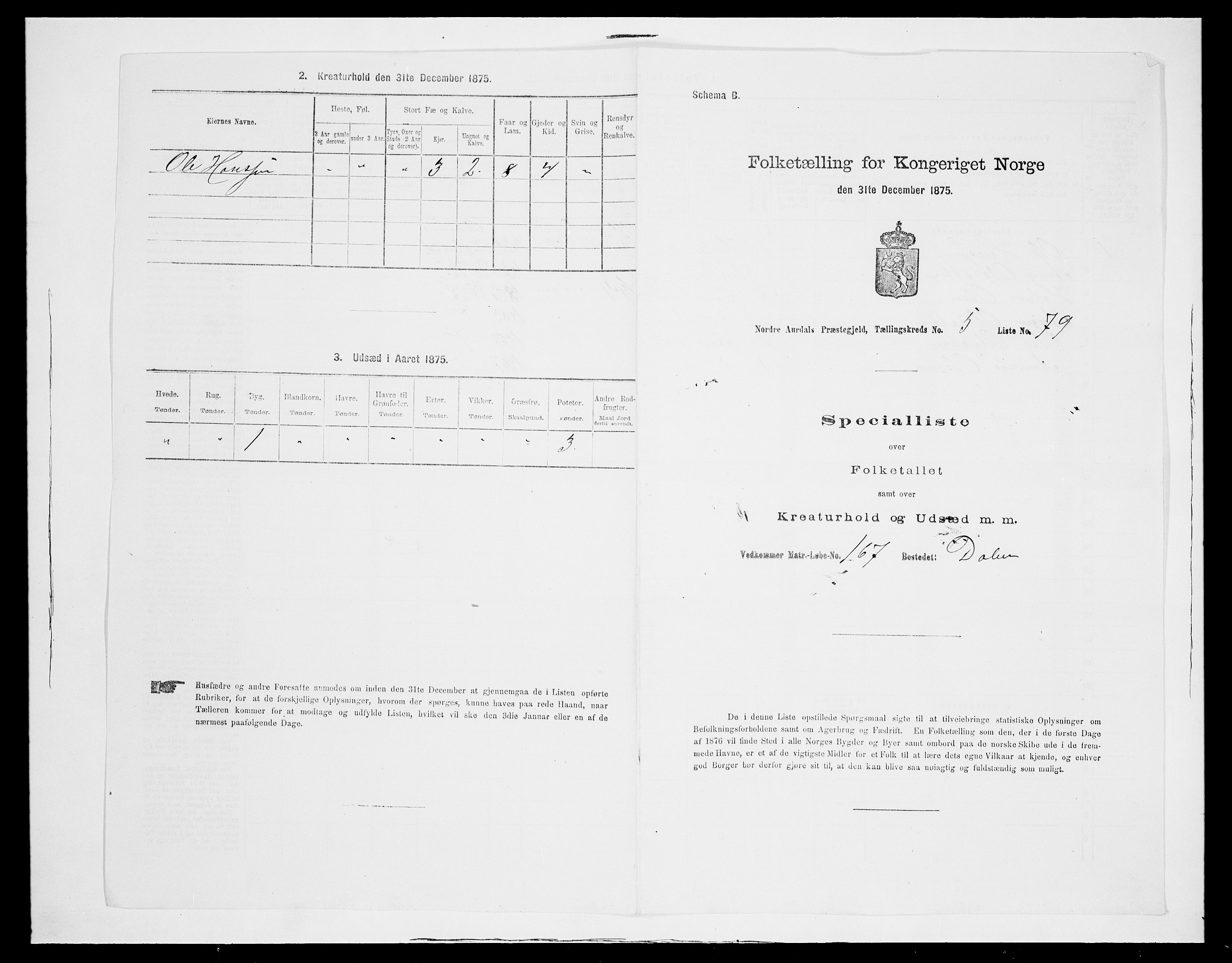 SAH, 1875 census for 0542P Nord-Aurdal, 1875, p. 888