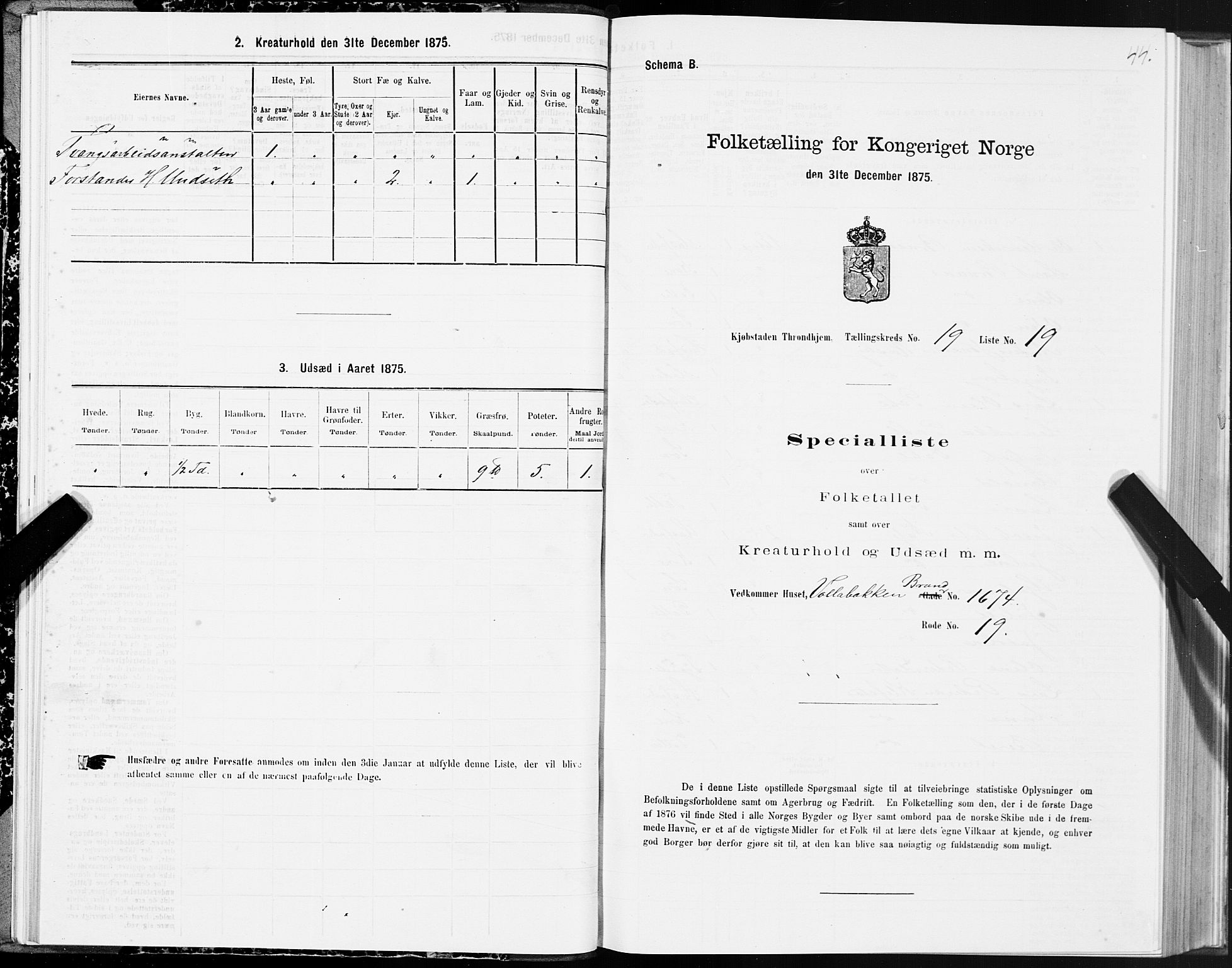 SAT, 1875 census for 1601 Trondheim, 1875, p. 10044