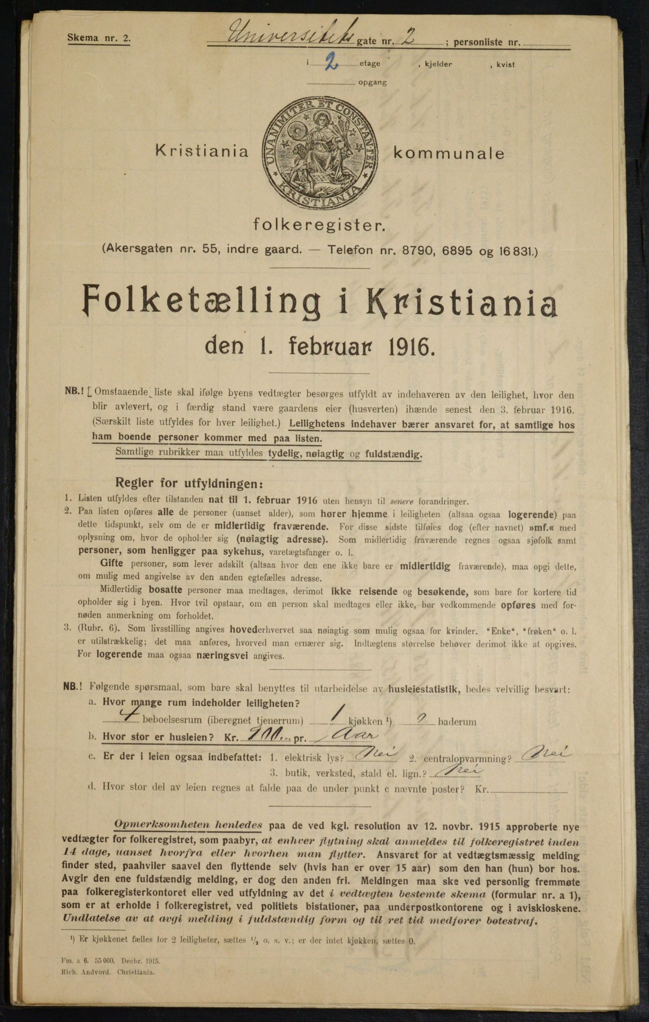 OBA, Municipal Census 1916 for Kristiania, 1916, p. 123668