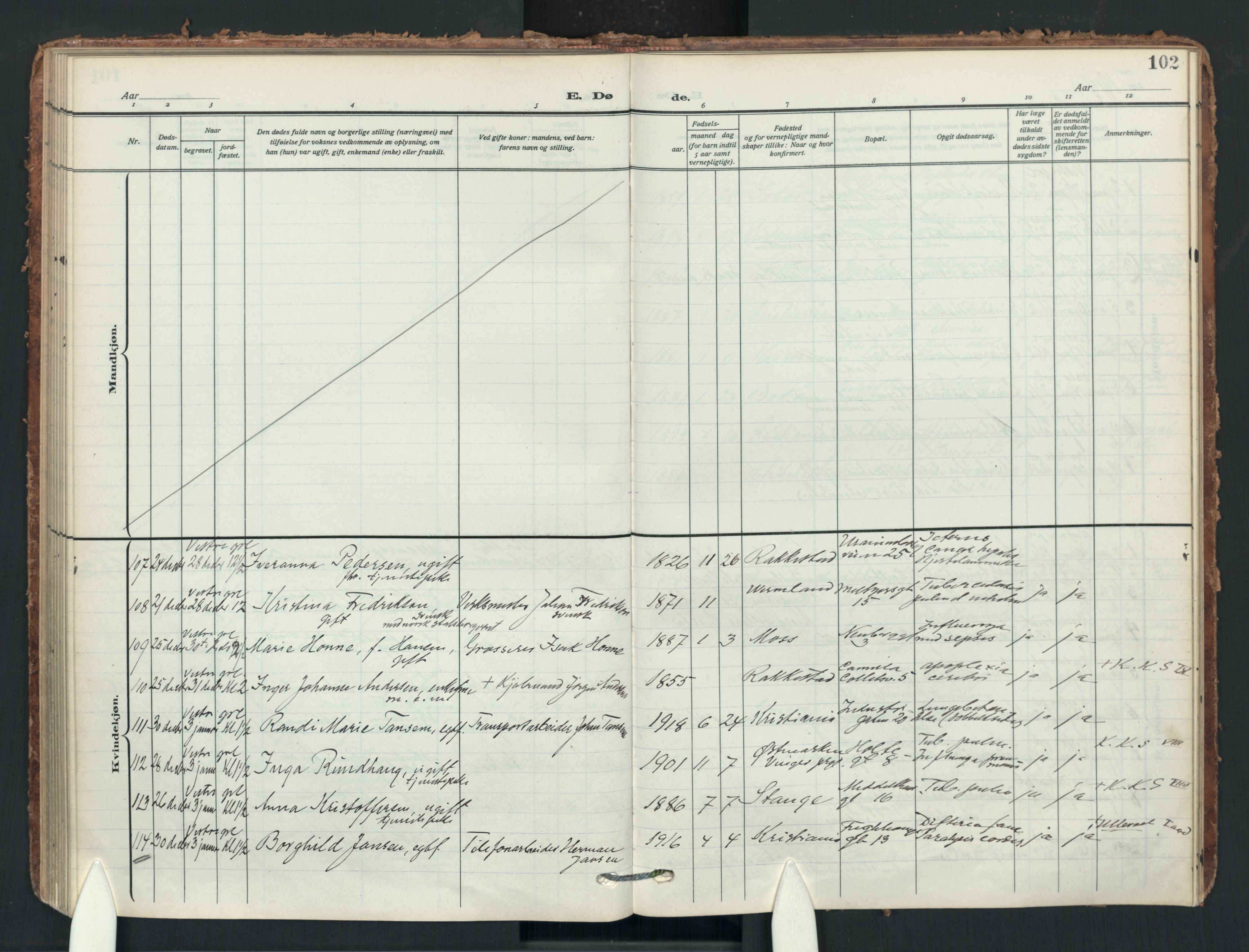 Uranienborg prestekontor Kirkebøker, AV/SAO-A-10877/F/Fa/L0011: Parish register (official) no. 11, 1909-1926, p. 102