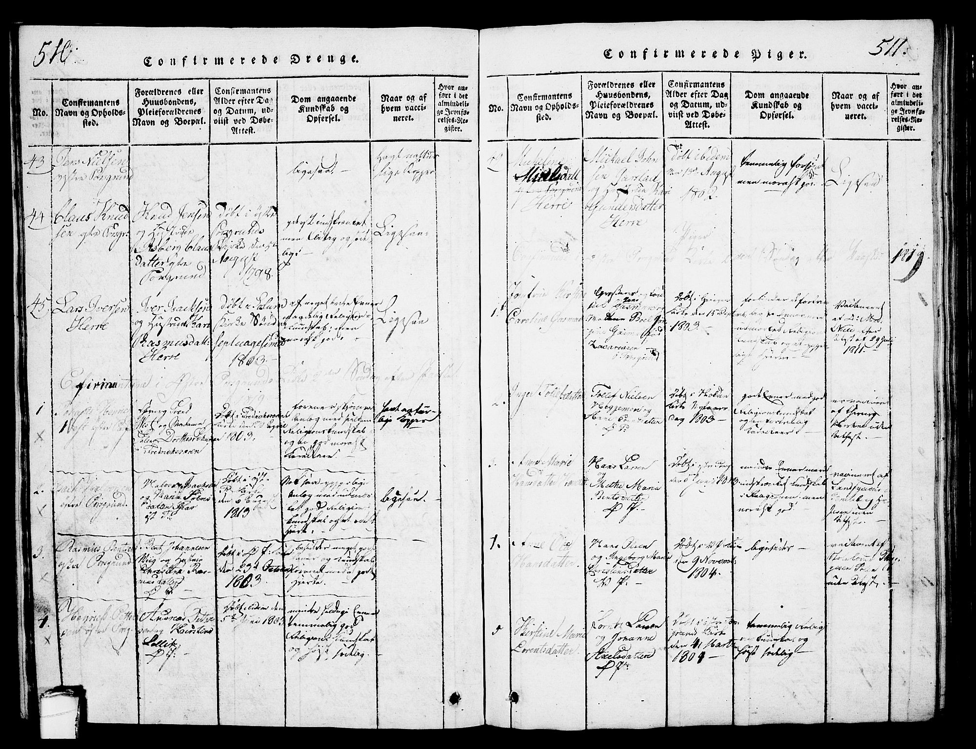 Porsgrunn kirkebøker , SAKO/A-104/G/Gb/L0001: Parish register (copy) no. II 1, 1817-1828, p. 510-511