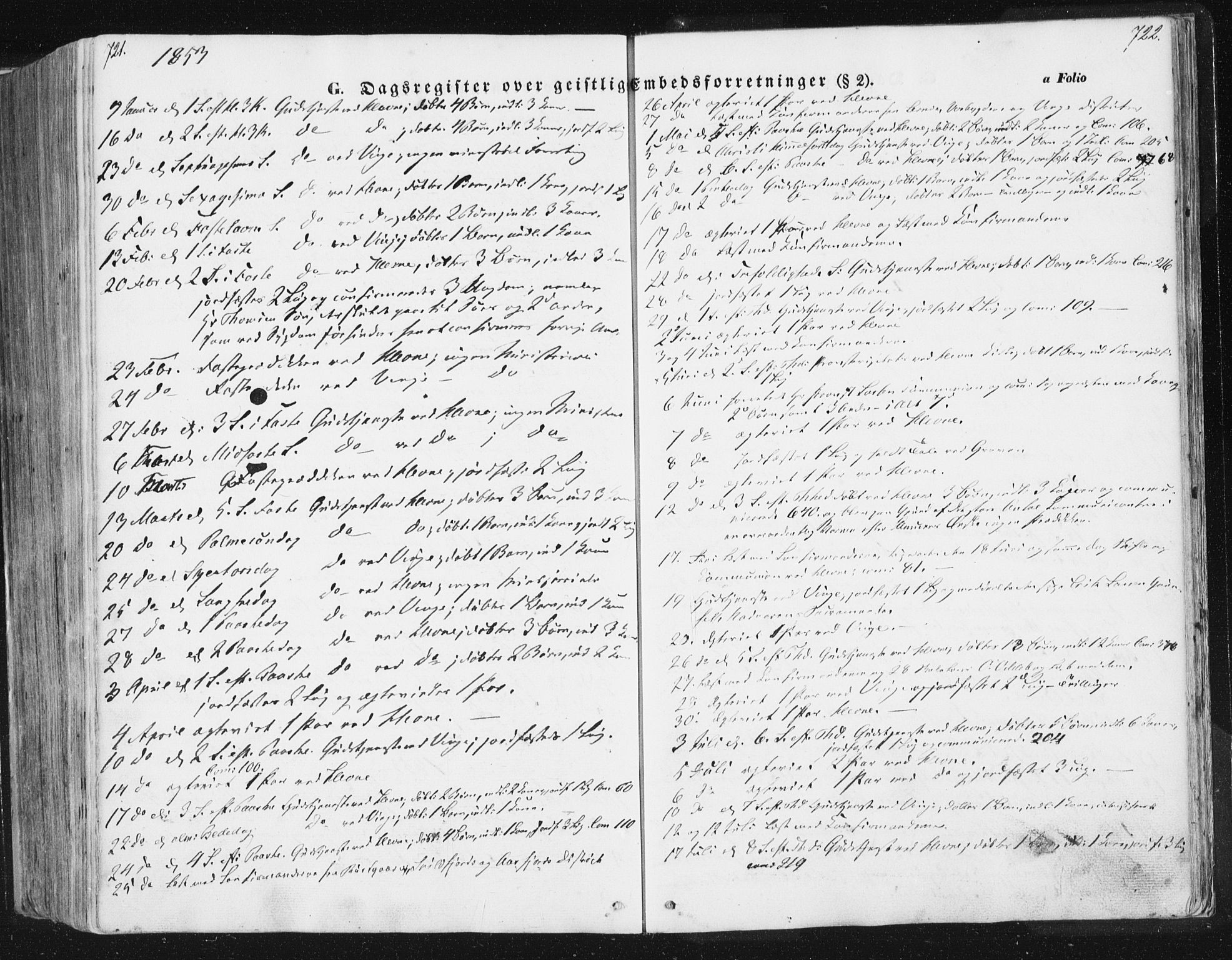 Ministerialprotokoller, klokkerbøker og fødselsregistre - Sør-Trøndelag, SAT/A-1456/630/L0494: Parish register (official) no. 630A07, 1852-1868, p. 721-722