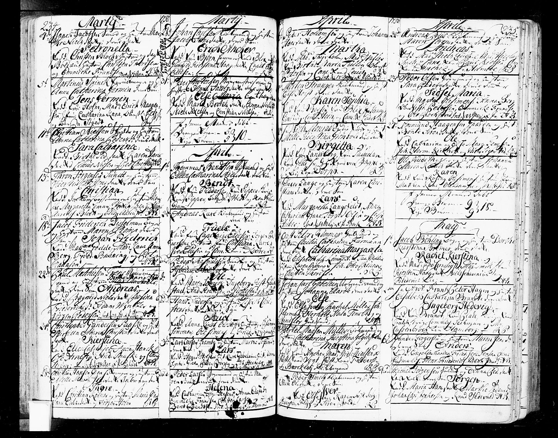 Oslo domkirke Kirkebøker, SAO/A-10752/F/Fa/L0004: Parish register (official) no. 4, 1743-1786, p. 234-235