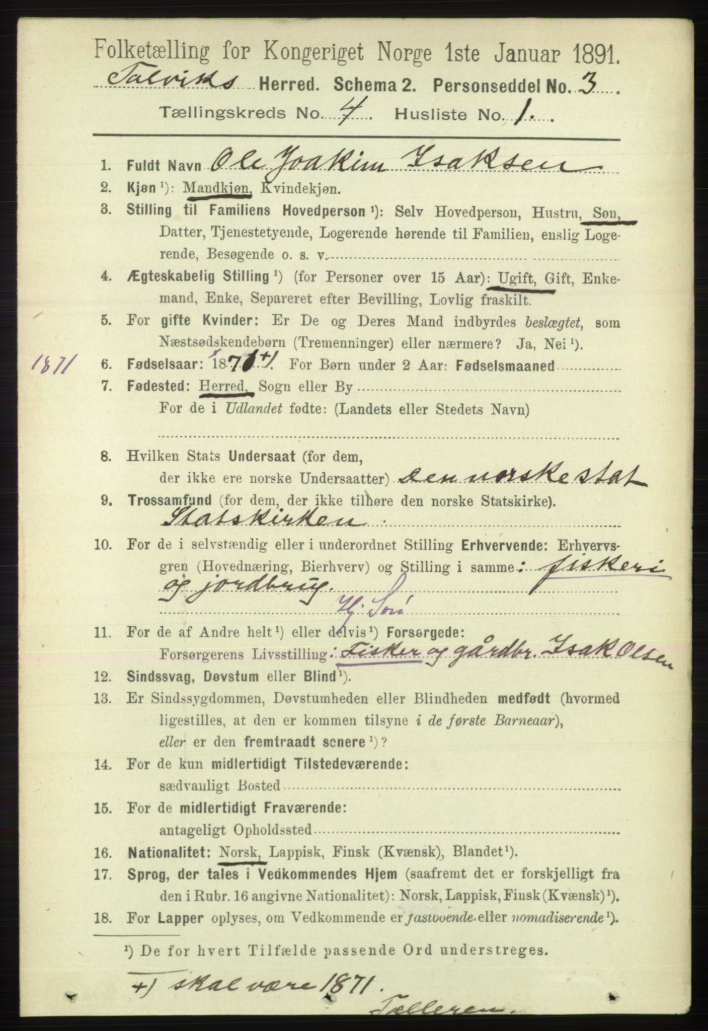 RA, 1891 census for 2013 Talvik, 1891, p. 1065