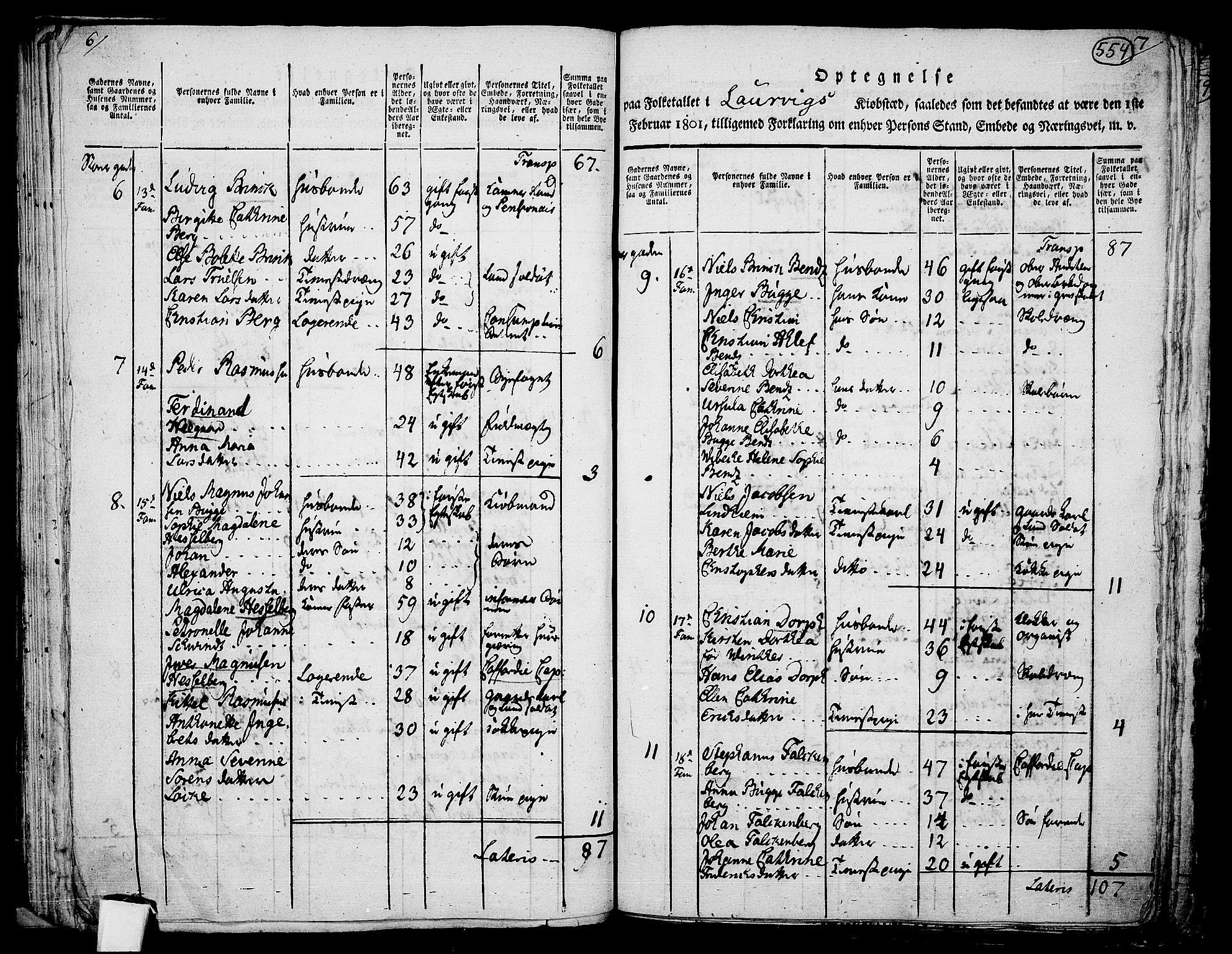 RA, 1801 census for 0707P Larvik, 1801, p. 553b-554a