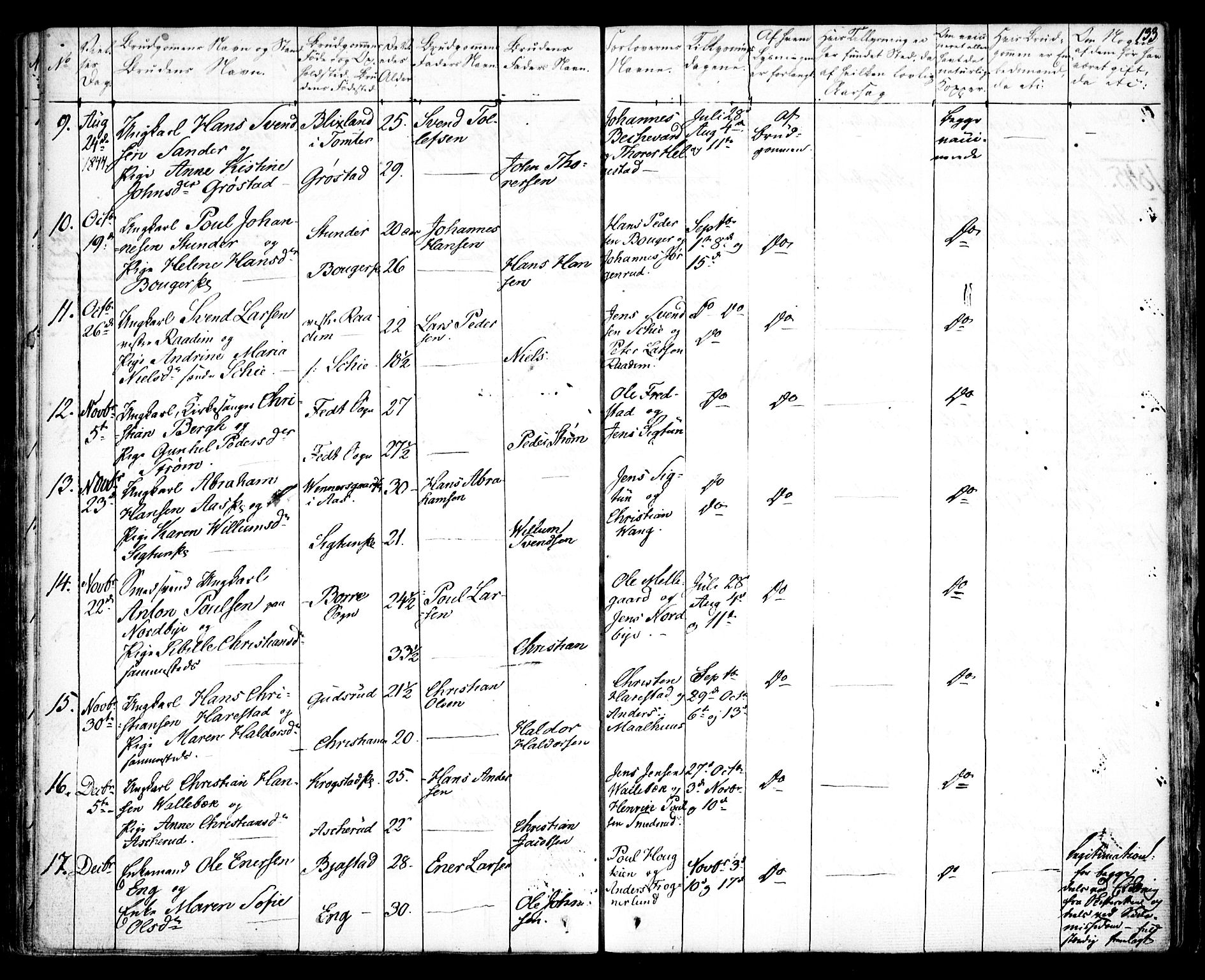 Kråkstad prestekontor Kirkebøker, SAO/A-10125a/F/Fa/L0005: Parish register (official) no. I 5, 1837-1847, p. 133