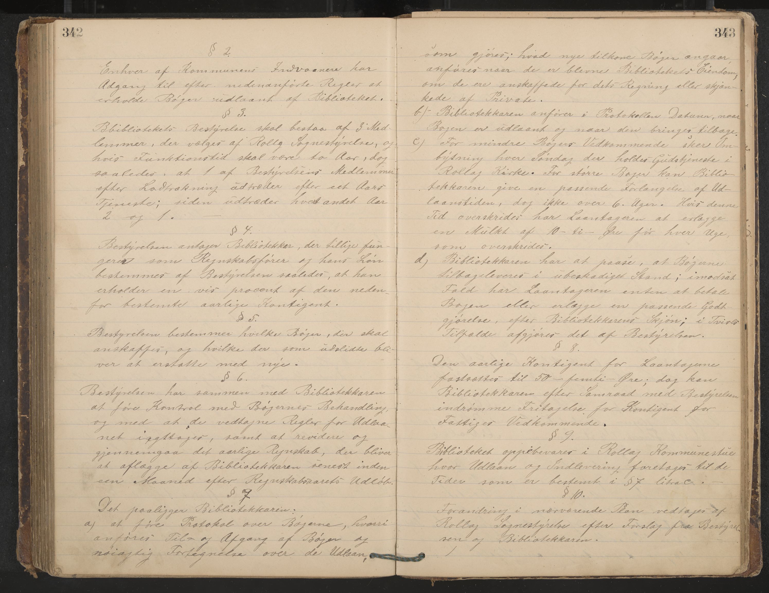 Rollag formannskap og sentraladministrasjon, IKAK/0632021-2/A/Aa/L0003: Møtebok, 1884-1897, p. 342-343