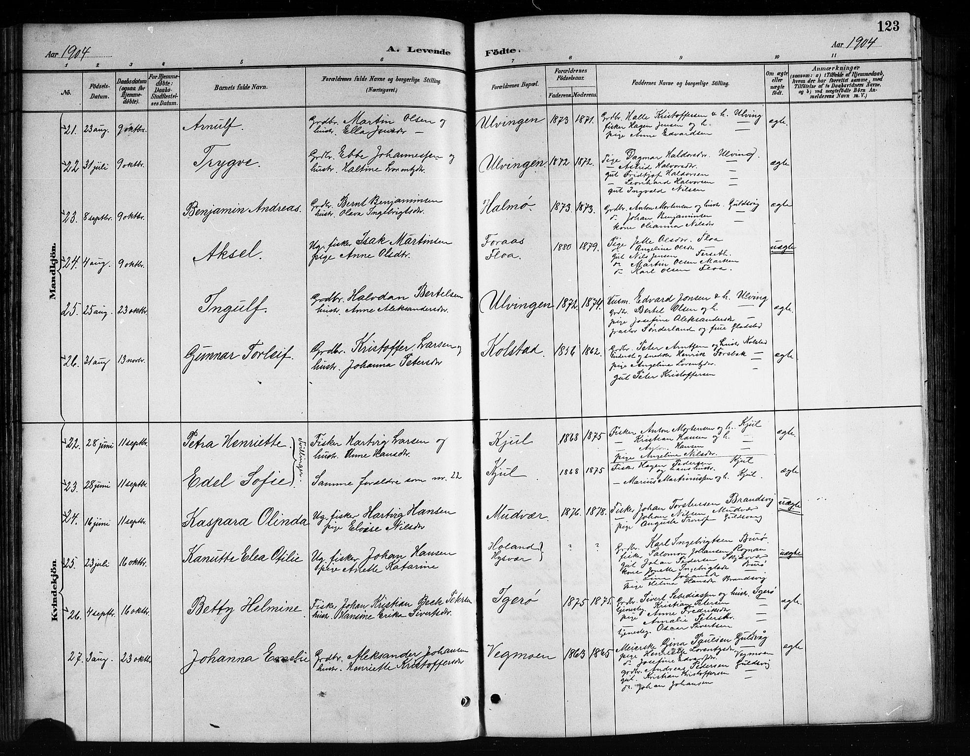 Ministerialprotokoller, klokkerbøker og fødselsregistre - Nordland, AV/SAT-A-1459/816/L0253: Parish register (copy) no. 816C03, 1886-1905, p. 123