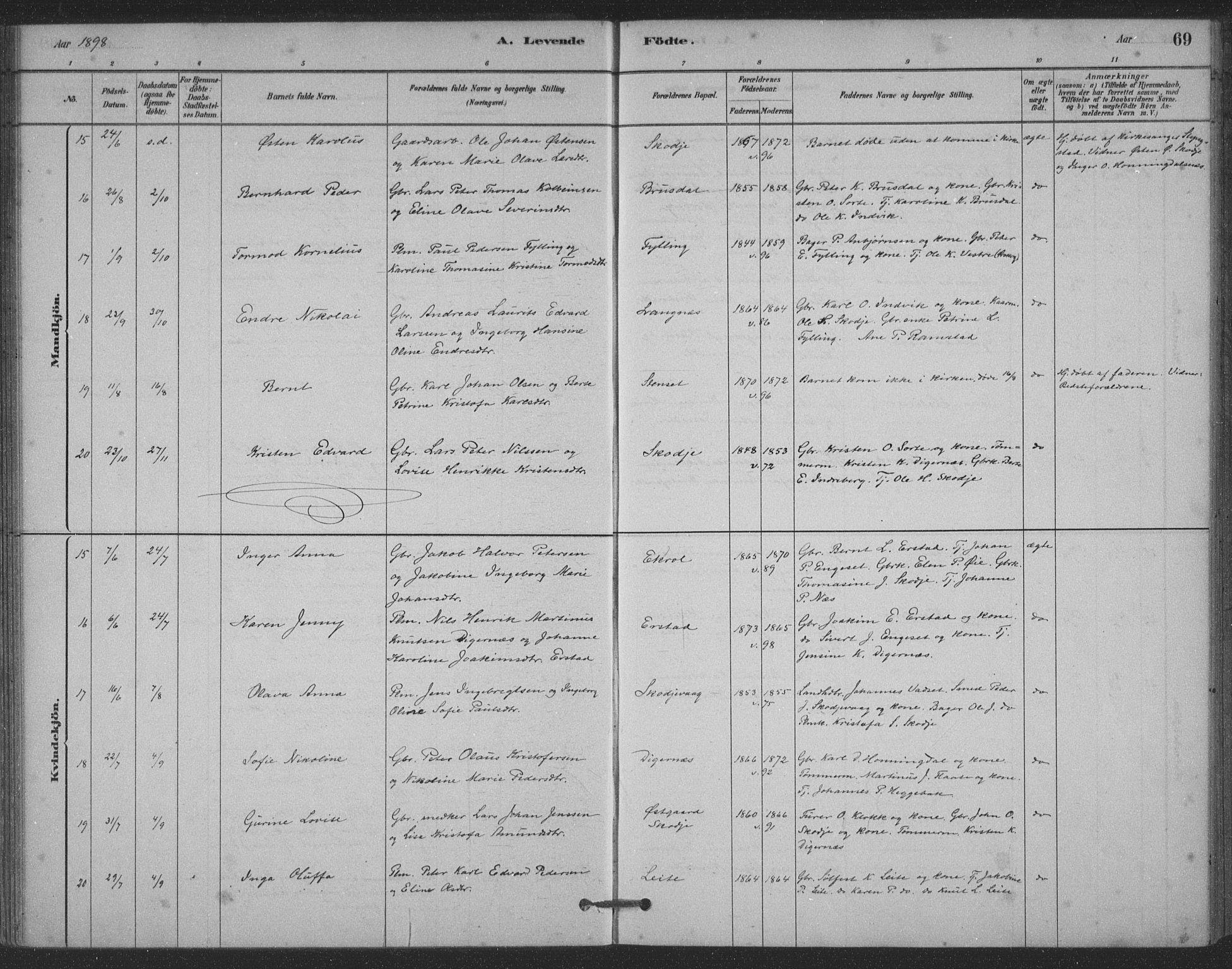 Ministerialprotokoller, klokkerbøker og fødselsregistre - Møre og Romsdal, AV/SAT-A-1454/524/L0356: Parish register (official) no. 524A08, 1880-1899, p. 69