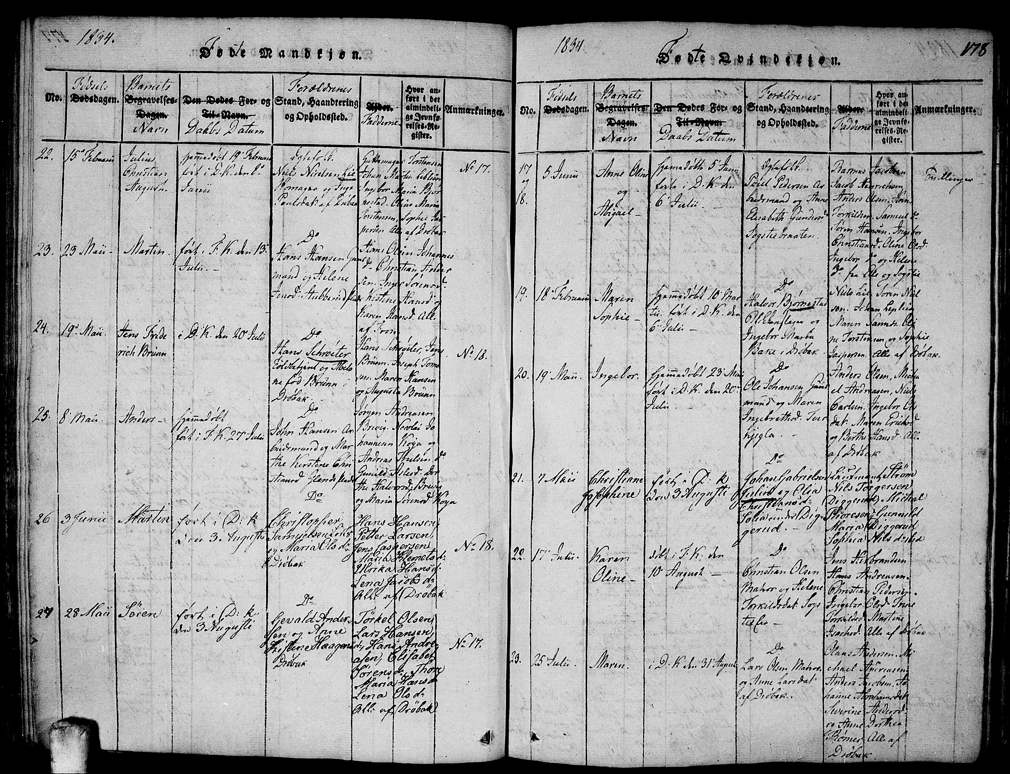 Drøbak prestekontor Kirkebøker, SAO/A-10142a/F/Fa/L0001: Parish register (official) no. I 1, 1816-1842, p. 178