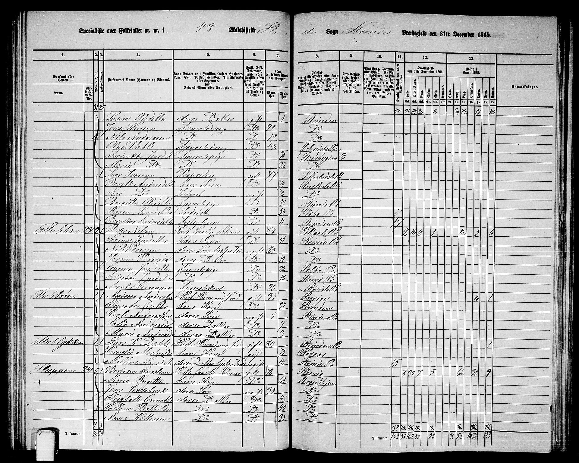 RA, 1865 census for Strinda, 1865, p. 107