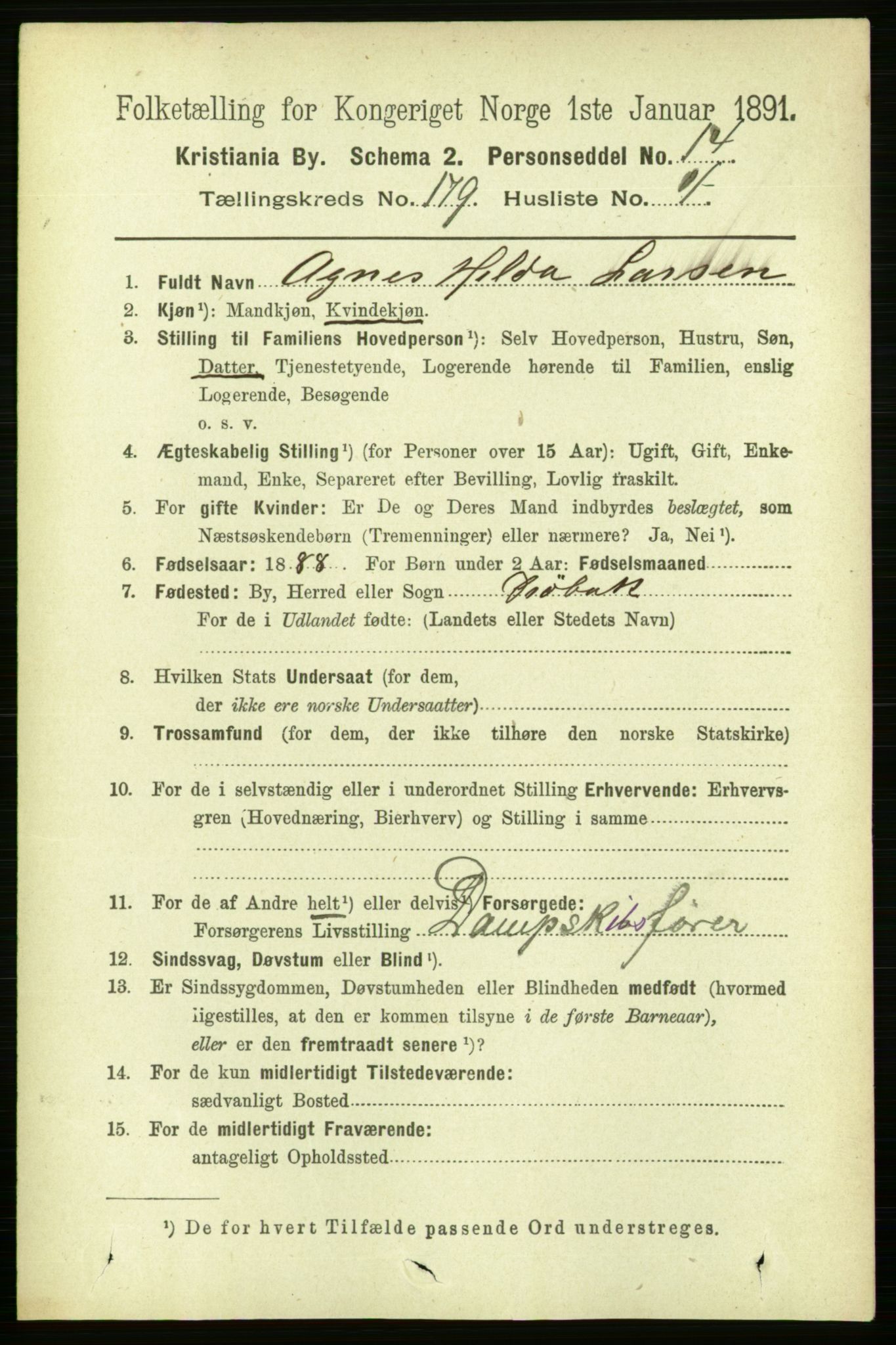 RA, 1891 census for 0301 Kristiania, 1891, p. 108064