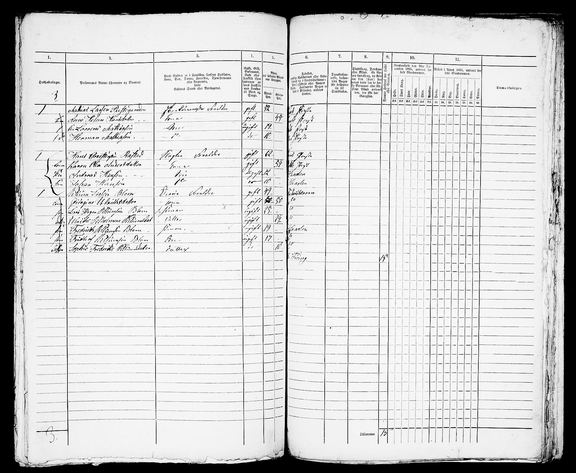 RA, 1865 census for Horten, 1865, p. 1125