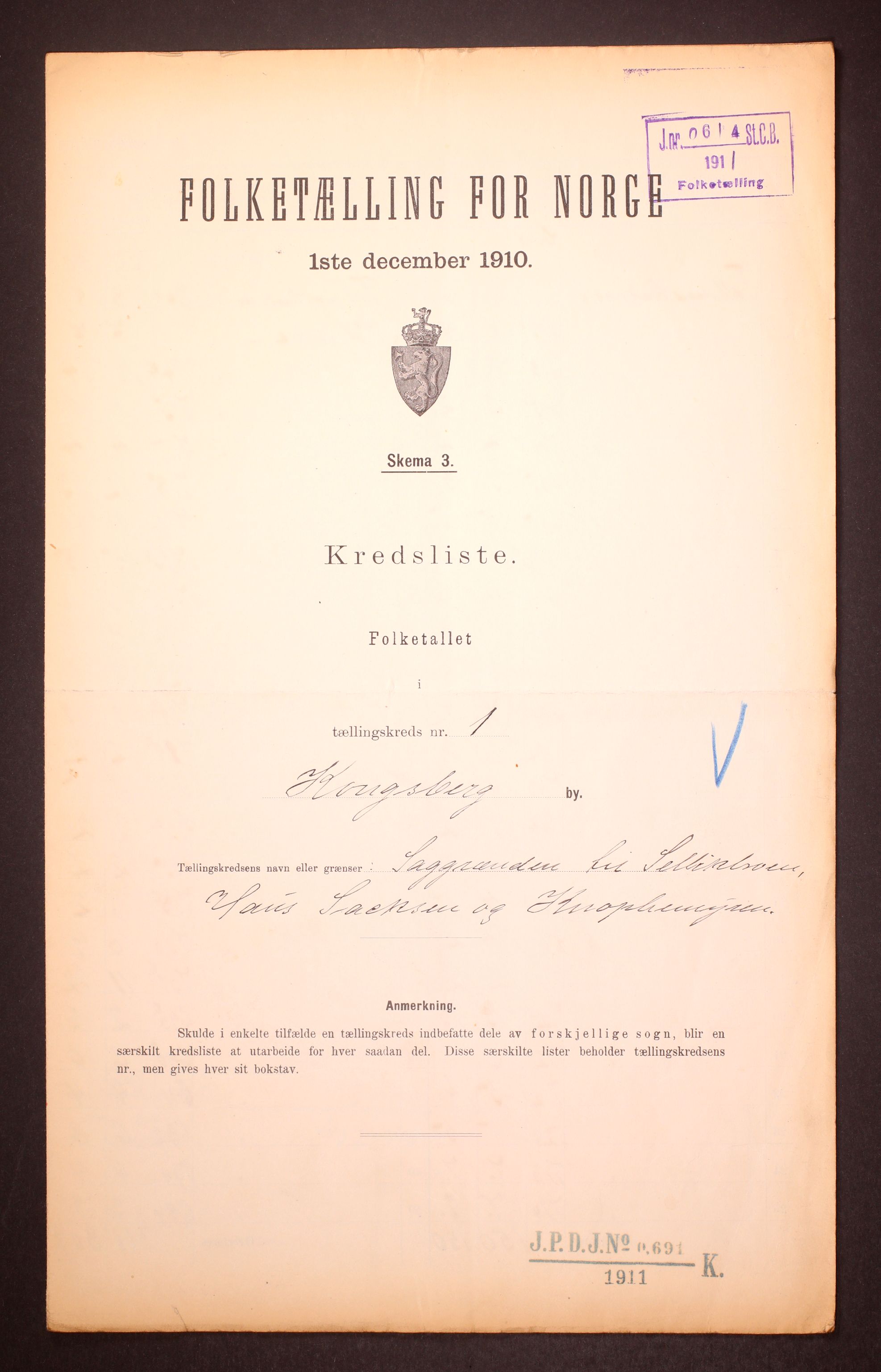 RA, 1910 census for Kongsberg, 1910, p. 4