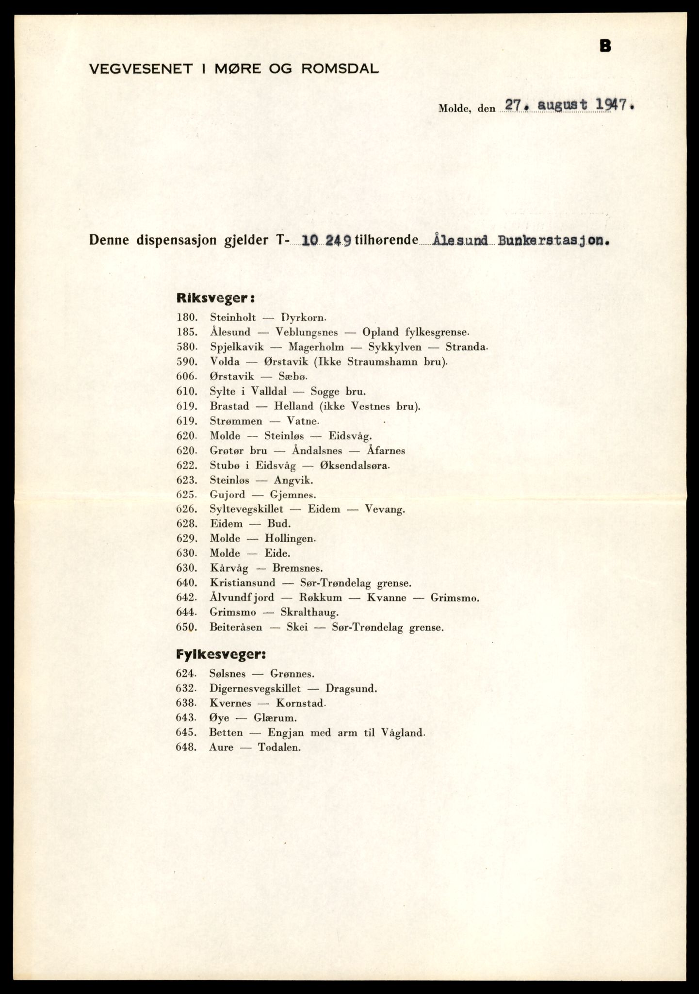 Møre og Romsdal vegkontor - Ålesund trafikkstasjon, AV/SAT-A-4099/F/Fe/L0019: Registreringskort for kjøretøy T 10228 - T 10350, 1927-1998, p. 595