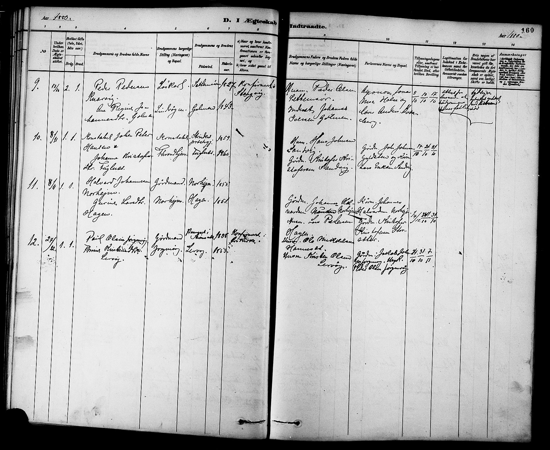 Ministerialprotokoller, klokkerbøker og fødselsregistre - Møre og Romsdal, AV/SAT-A-1454/577/L0896: Parish register (official) no. 577A03, 1880-1898, p. 160