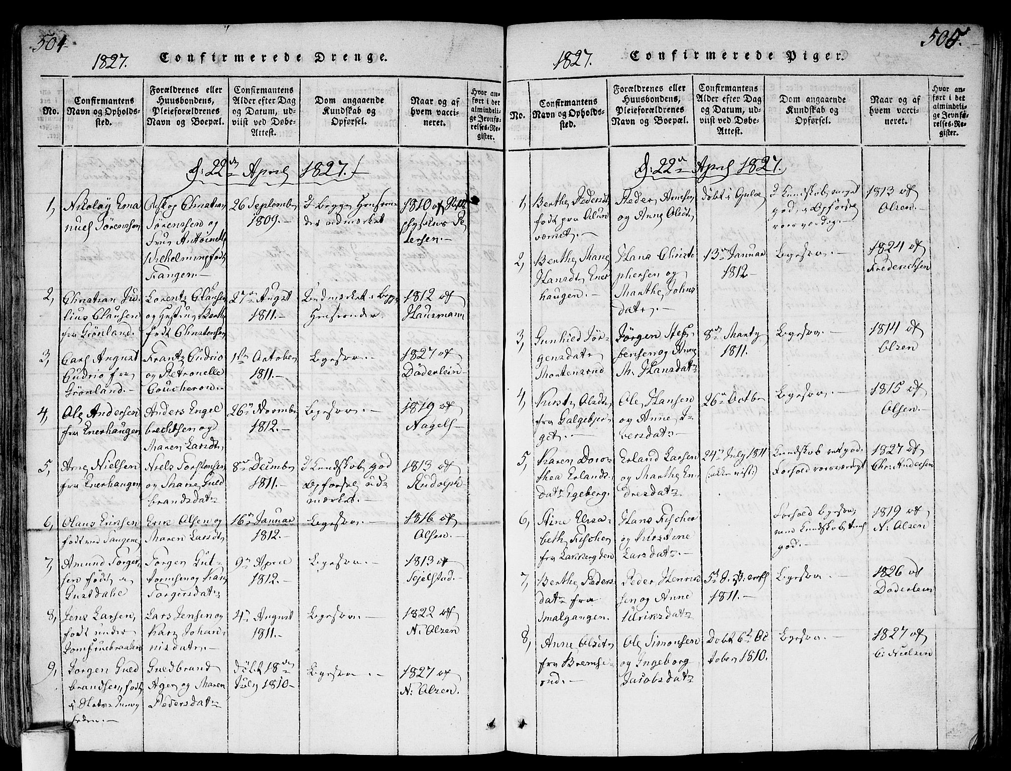 Gamlebyen prestekontor Kirkebøker, SAO/A-10884/F/Fa/L0002: Parish register (official) no. 2, 1817-1829, p. 504-505