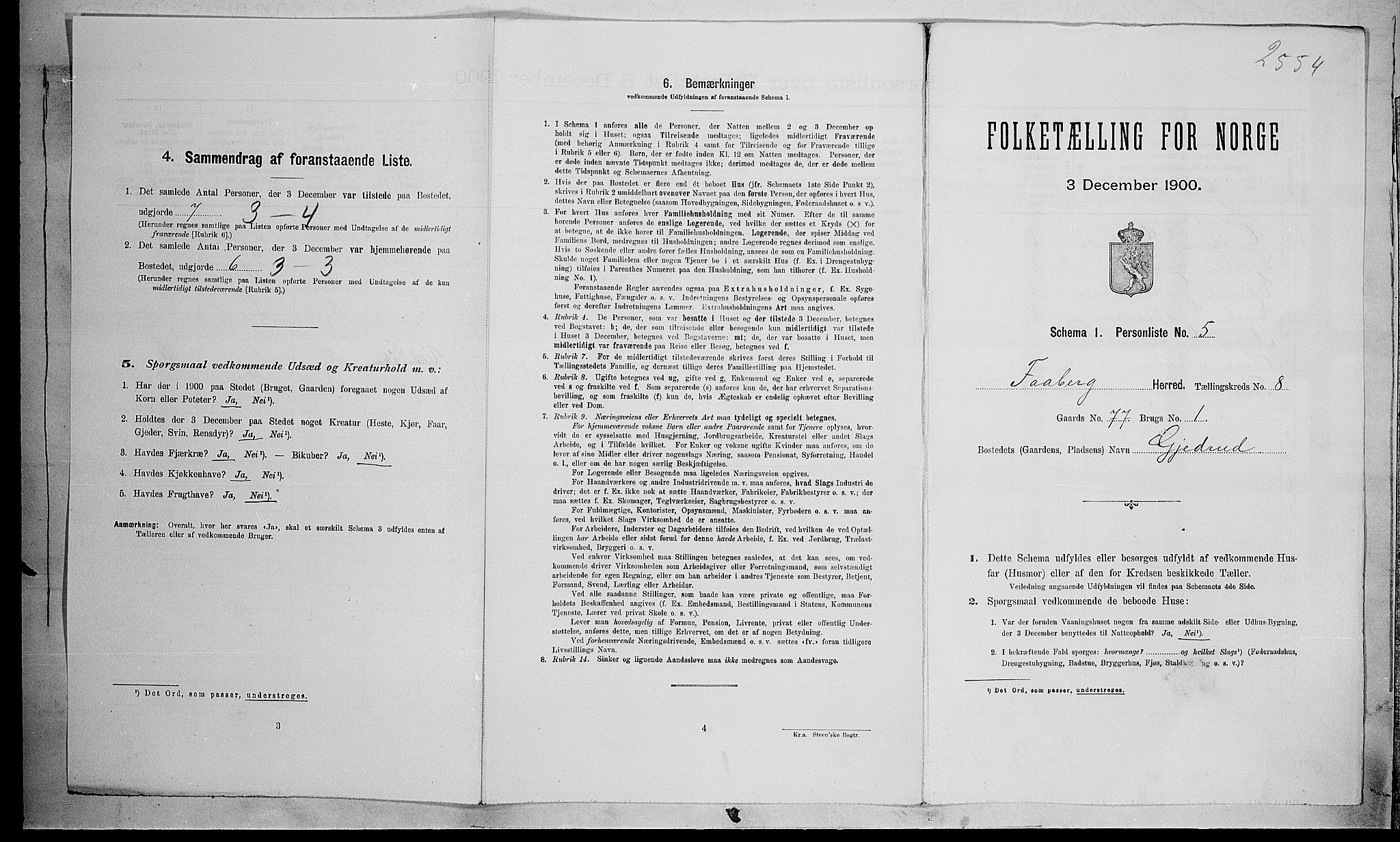 SAH, 1900 census for Fåberg, 1900, p. 152