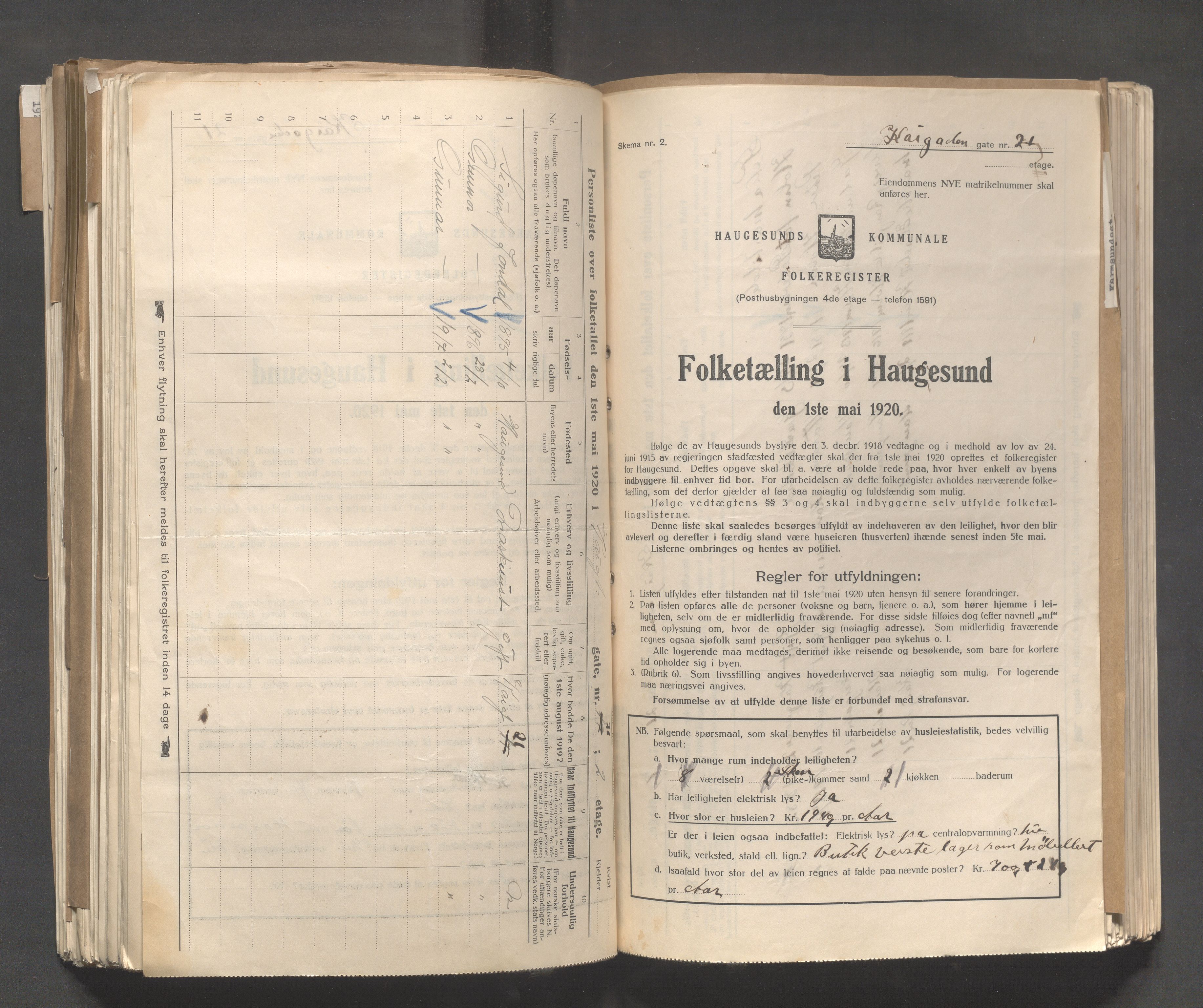 IKAR, Local census 1.5.1920 for Haugesund, 1920, p. 2280