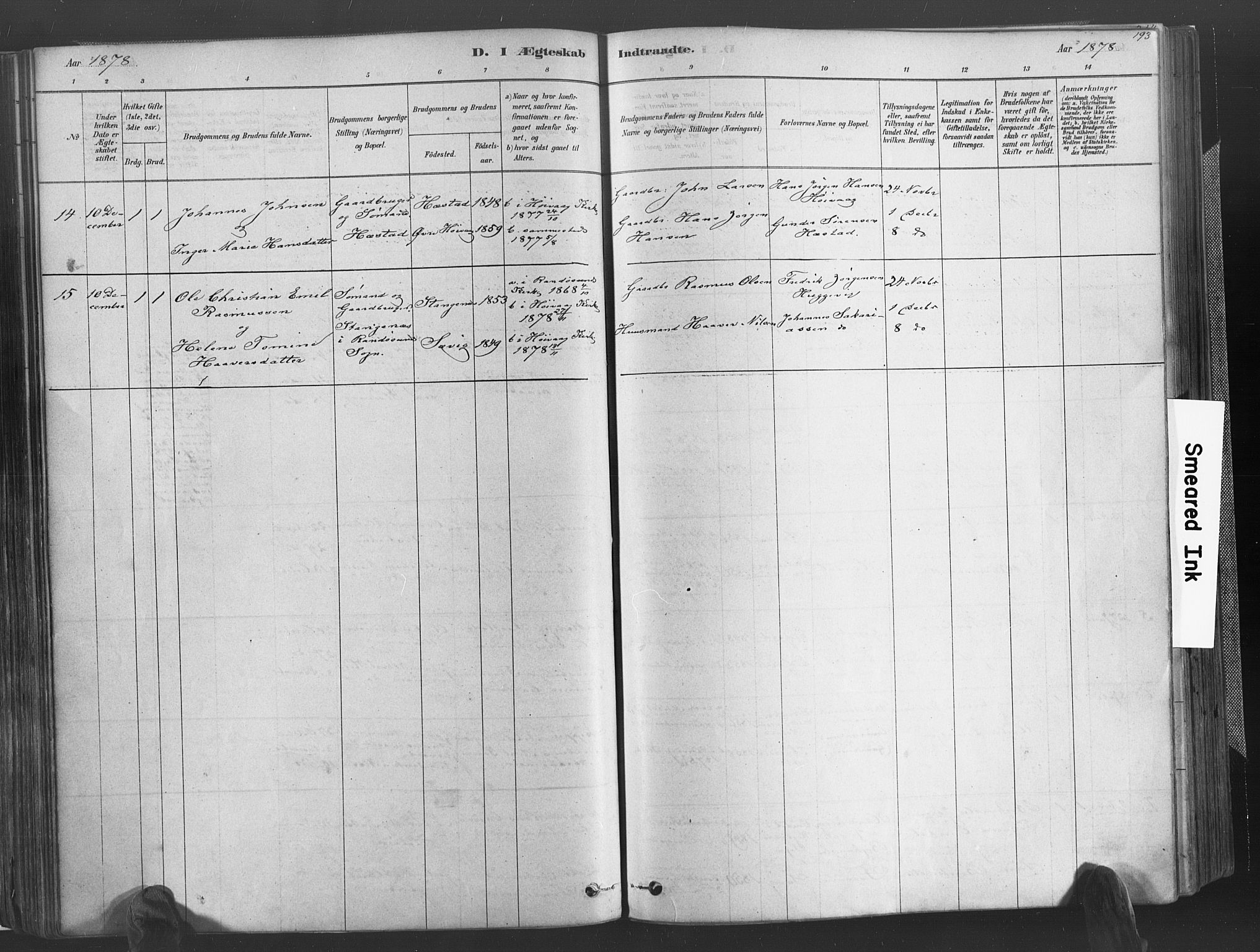 Høvåg sokneprestkontor, AV/SAK-1111-0025/F/Fa/L0005: Parish register (official) no. A 5, 1878-1893, p. 193