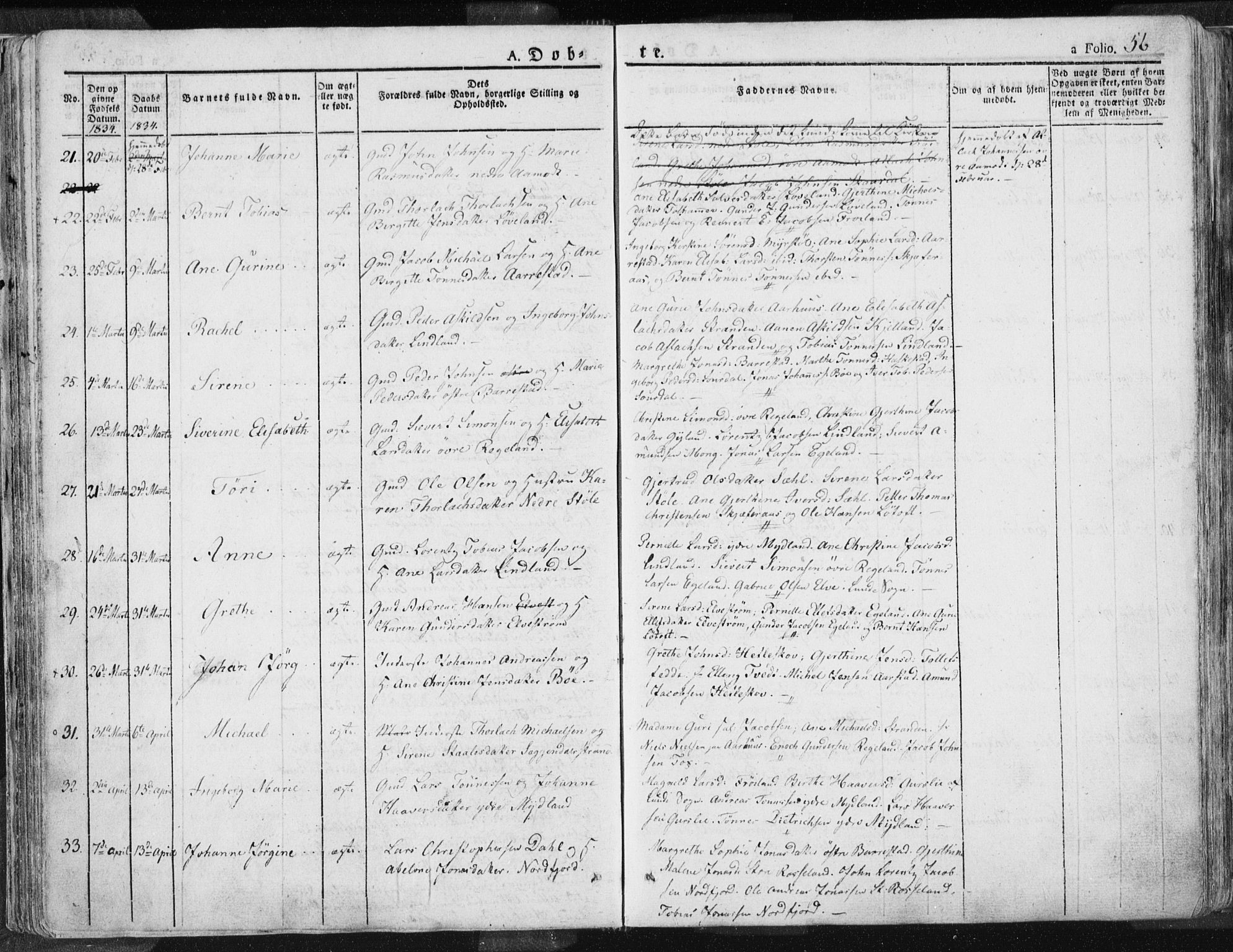 Sokndal sokneprestkontor, AV/SAST-A-101808: Parish register (official) no. A 7.1, 1826-1842, p. 56