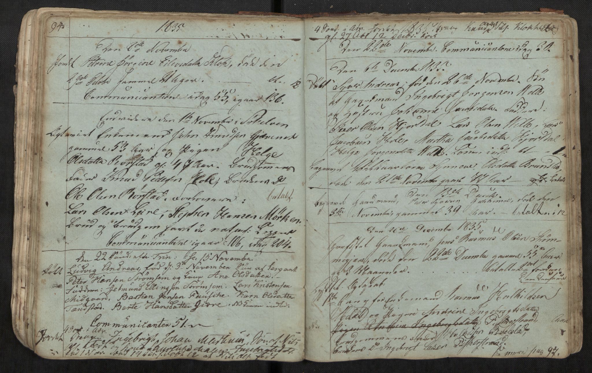 Ministerialprotokoller, klokkerbøker og fødselsregistre - Møre og Romsdal, AV/SAT-A-1454/522/L0331: Parish register (copy) no. 522C10, 1831-1841, p. 94-95