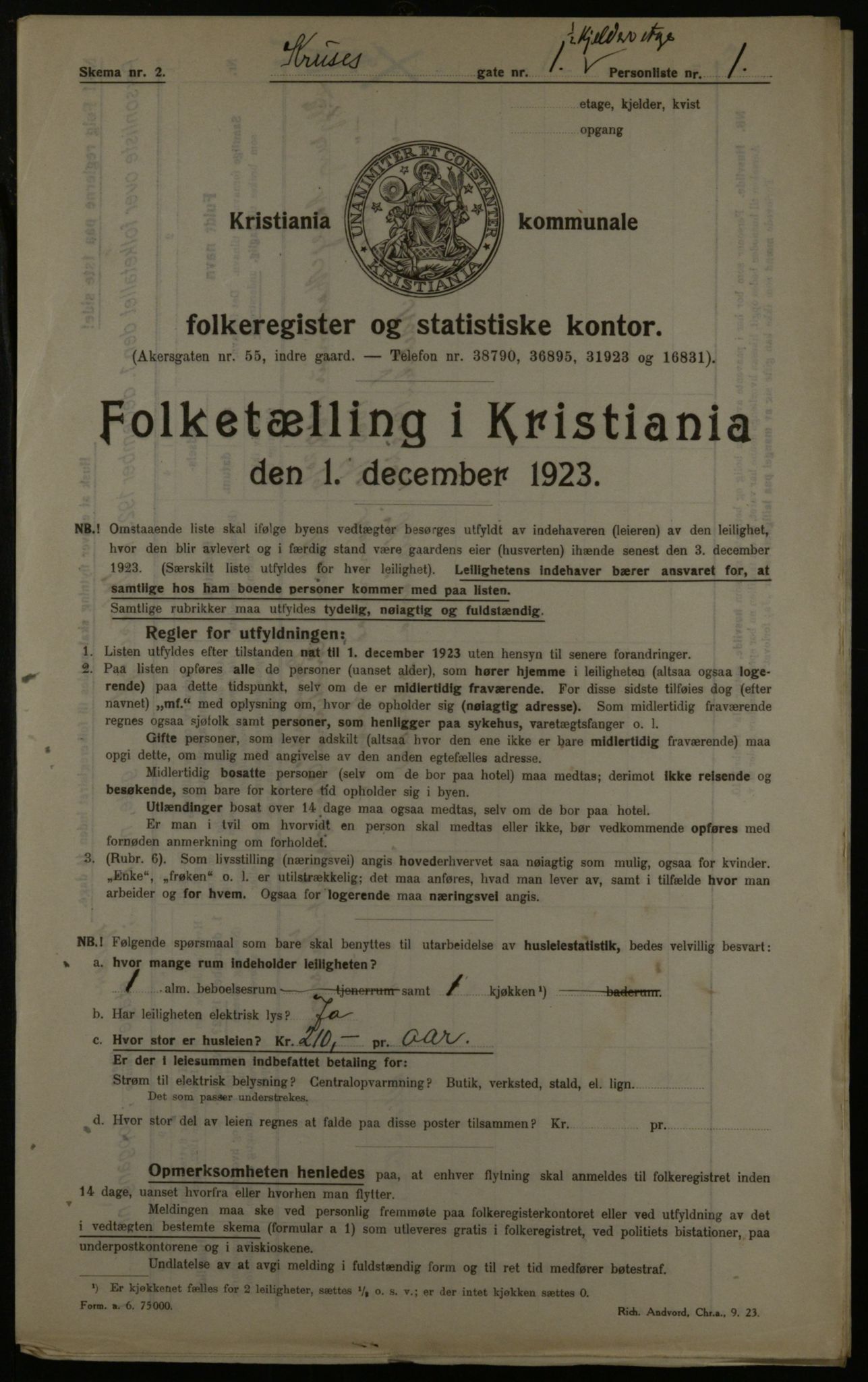 OBA, Municipal Census 1923 for Kristiania, 1923, p. 61501