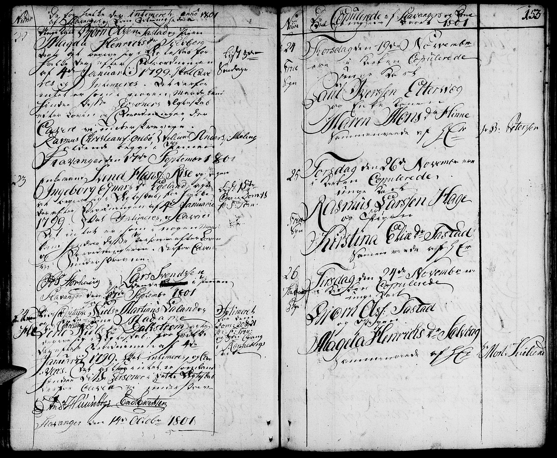 Domkirken sokneprestkontor, SAST/A-101812/001/30/30BA/L0006: Parish register (official) no. A 6, 1783-1815, p. 153
