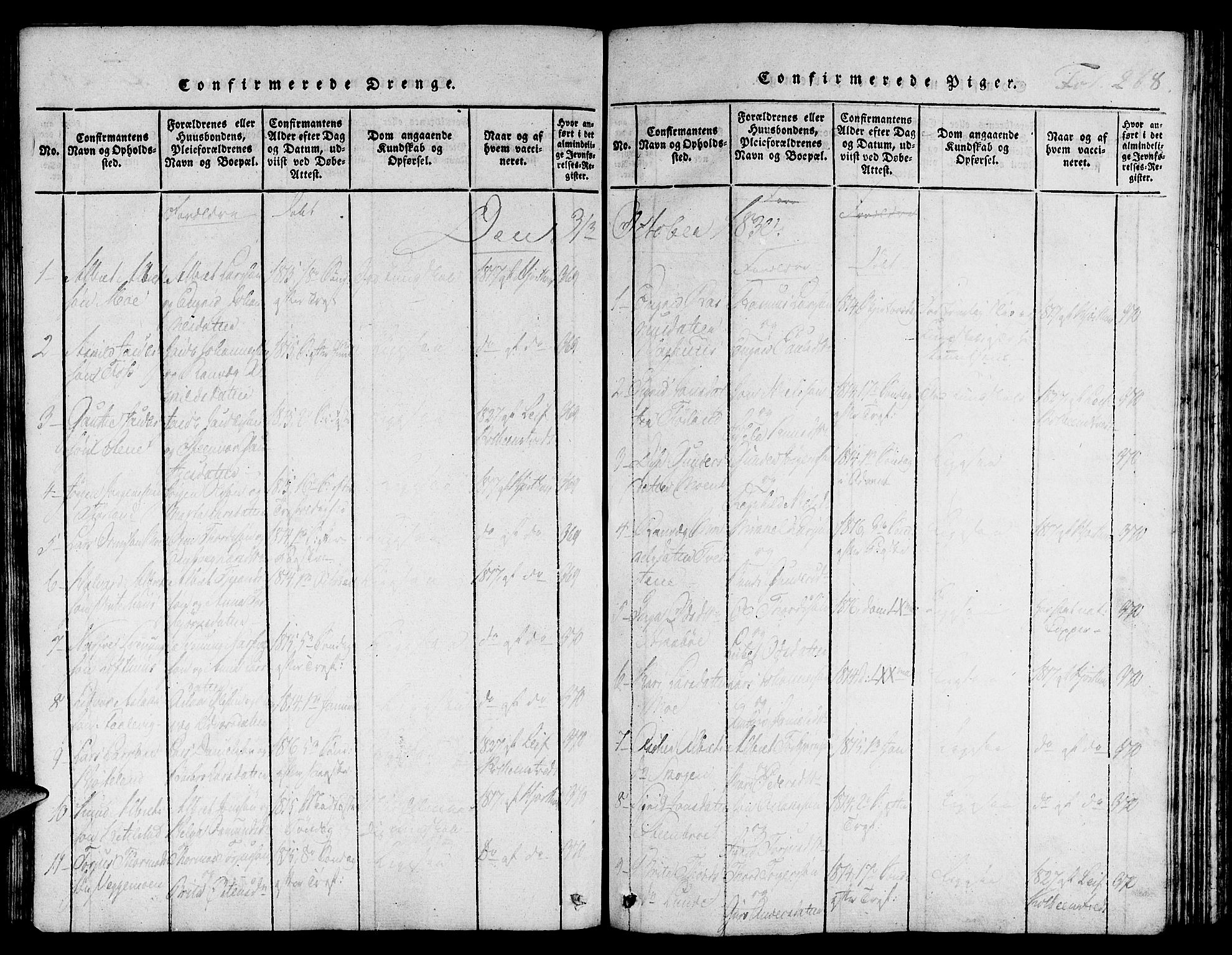 Suldal sokneprestkontor, SAST/A-101845/01/IV/L0006: Parish register (official) no. A 6, 1816-1836, p. 268