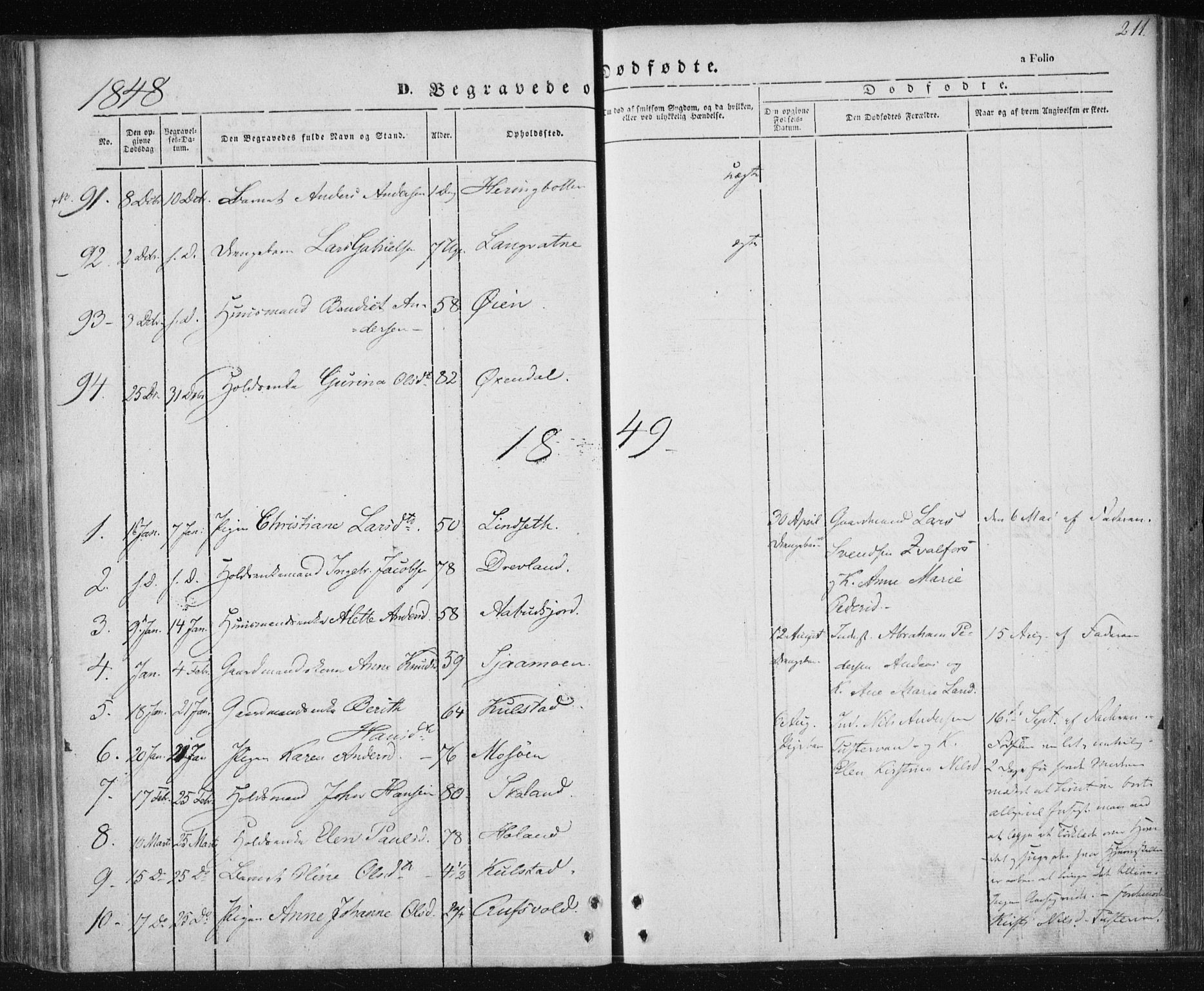 Ministerialprotokoller, klokkerbøker og fødselsregistre - Nordland, AV/SAT-A-1459/820/L0291: Parish register (official) no. 820A12, 1846-1854, p. 211