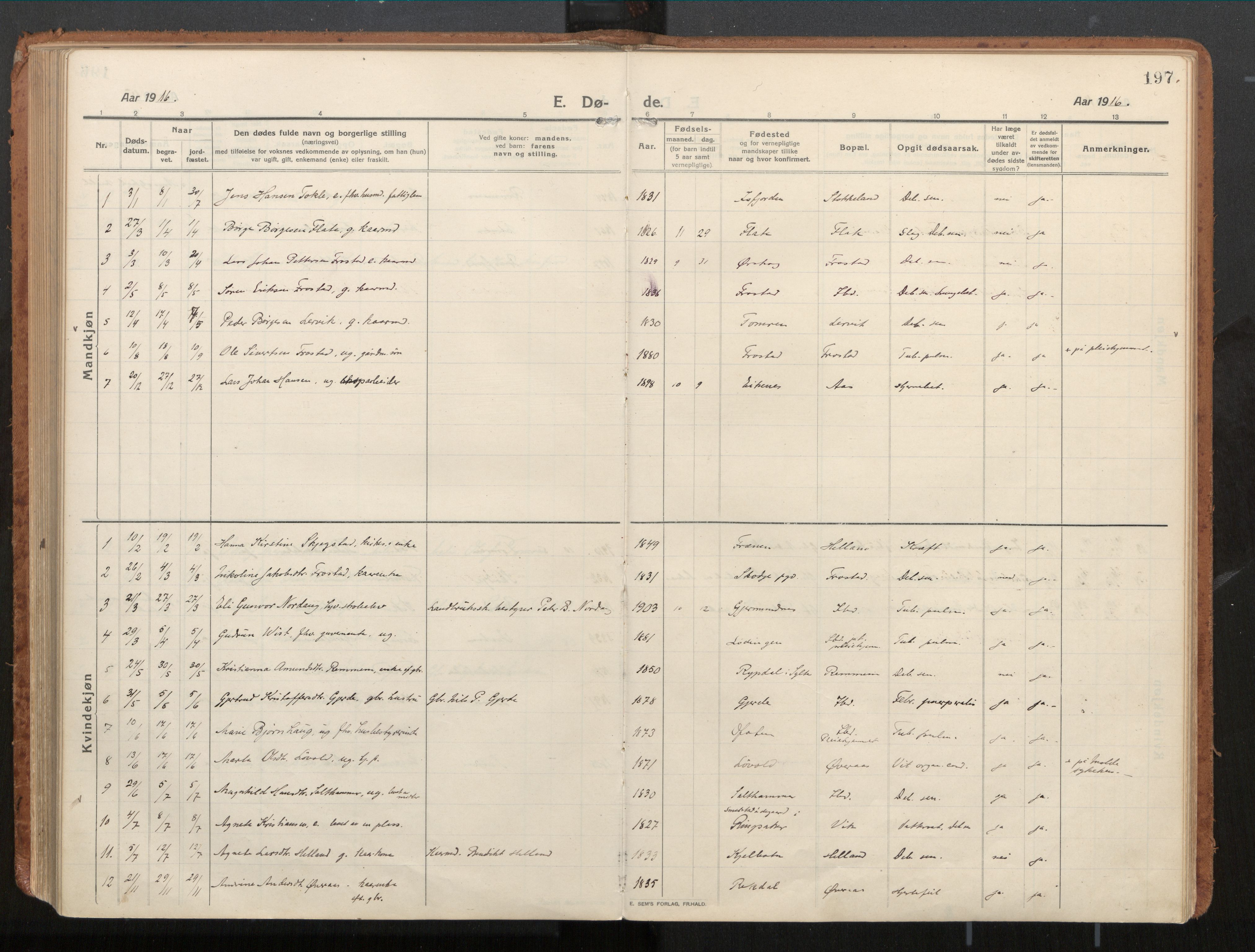 Ministerialprotokoller, klokkerbøker og fødselsregistre - Møre og Romsdal, SAT/A-1454/539/L0534a: Parish register (official) no. 539A08, 1912-1935, p. 197