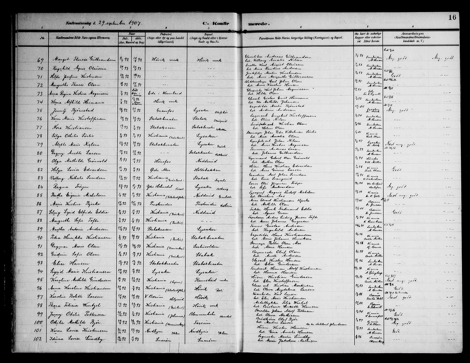 Østre Bærum prestekontor Kirkebøker, AV/SAO-A-10887/F/Fa/L0002: Parish register (official) no. 2, 1904-1924, p. 16