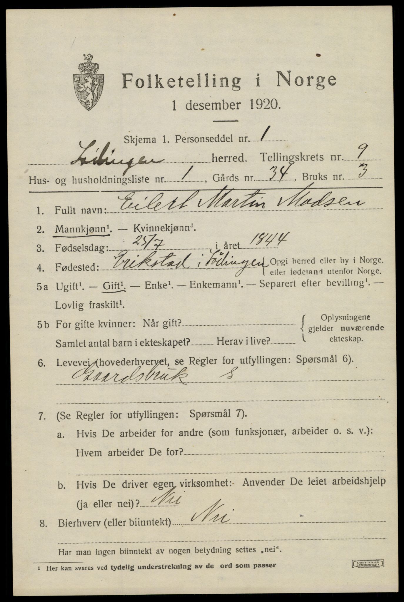 SAT, 1920 census for Lødingen, 1920, p. 5679