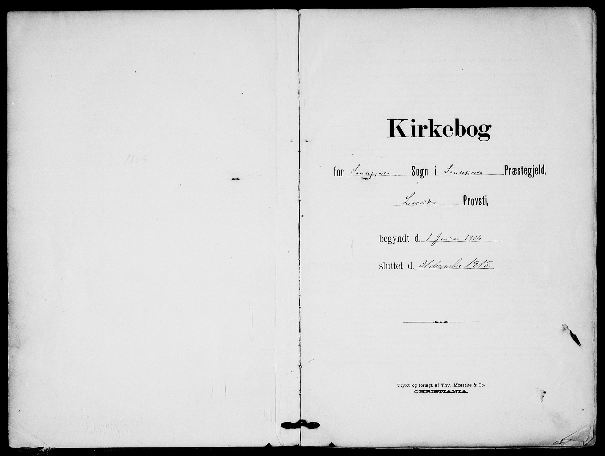 Sandefjord kirkebøker, SAKO/A-315/F/Fa/L0005: Parish register (official) no. 5, 1906-1915