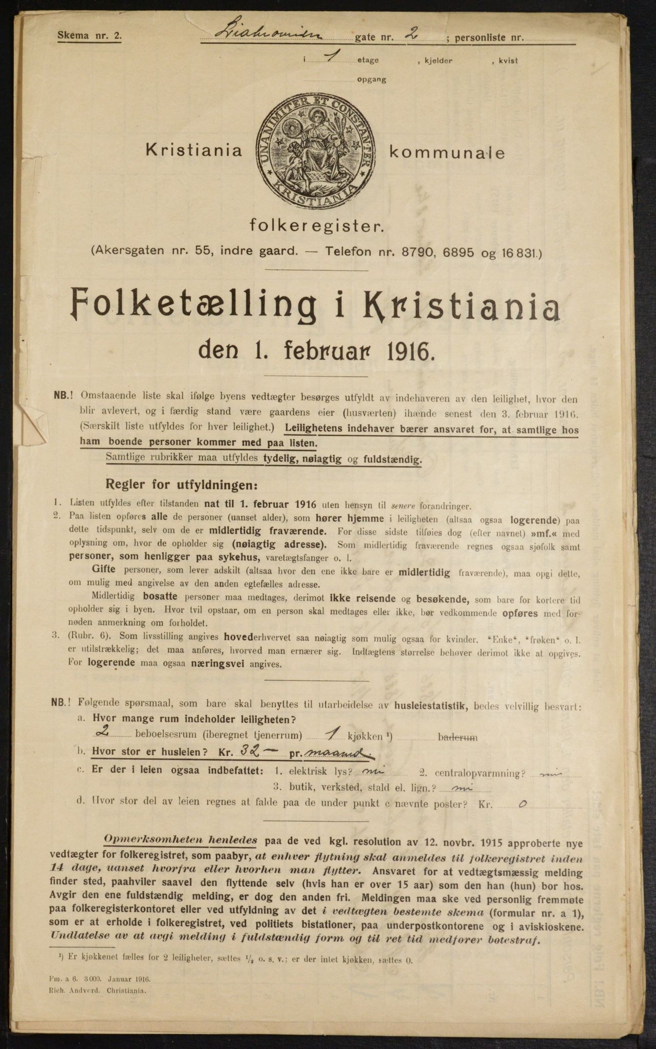 OBA, Municipal Census 1916 for Kristiania, 1916, p. 59082