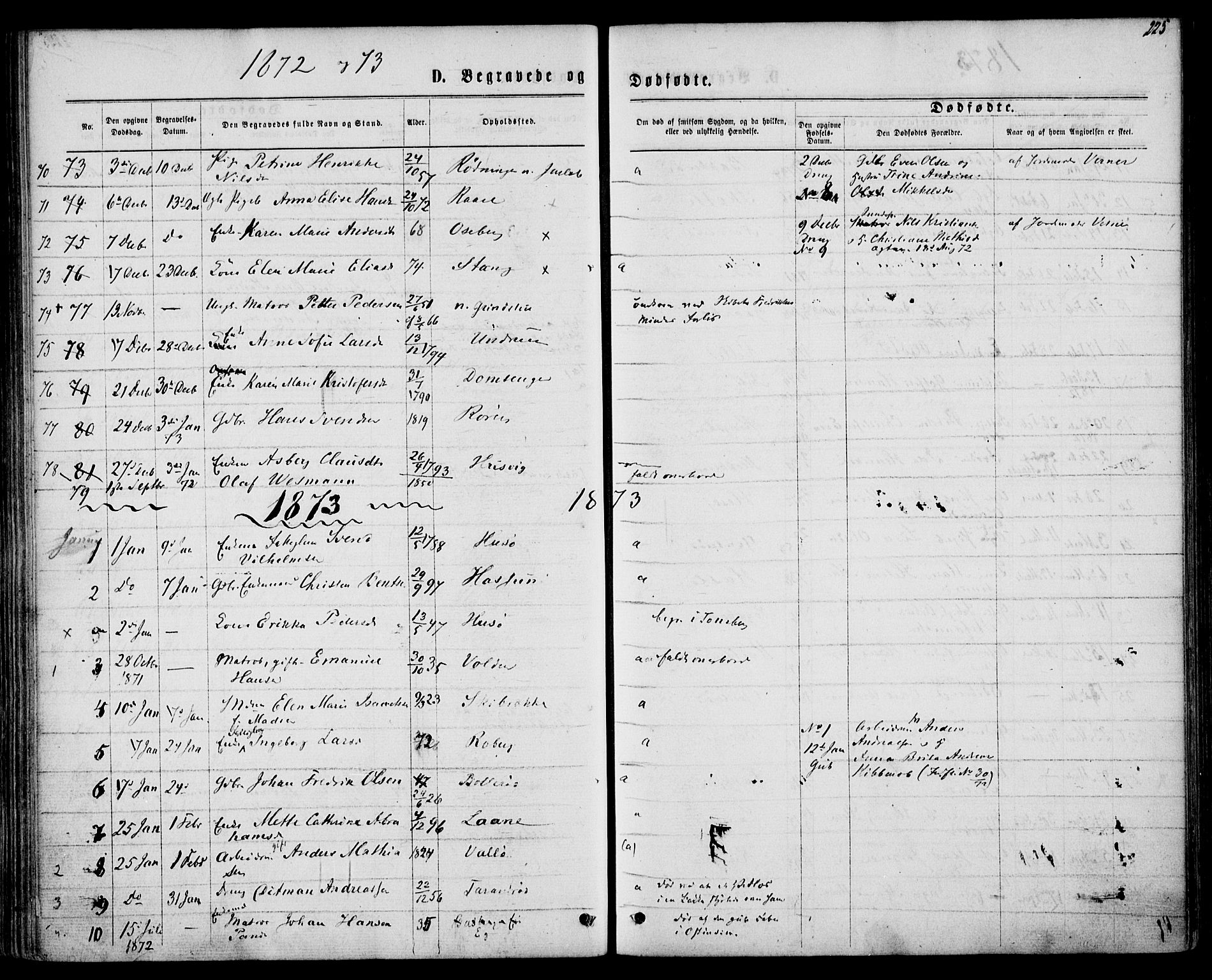 Sem kirkebøker, AV/SAKO-A-5/F/Fa/L0008: Parish register (official) no. I 8, 1866-1873, p. 225