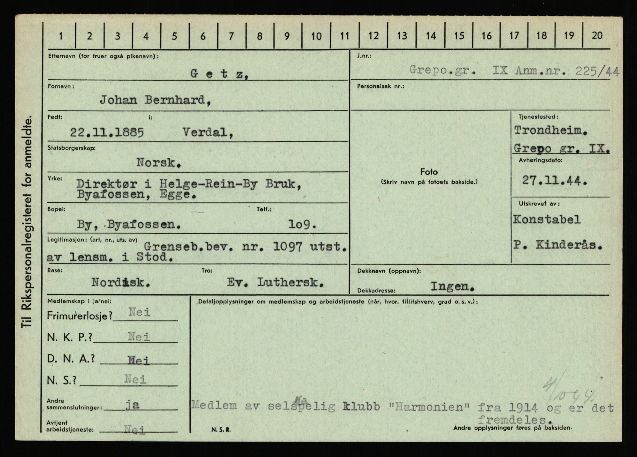 Statspolitiet - Hovedkontoret / Osloavdelingen, AV/RA-S-1329/C/Ca/L0005: Furali - Hamula, 1943-1945, p. 808